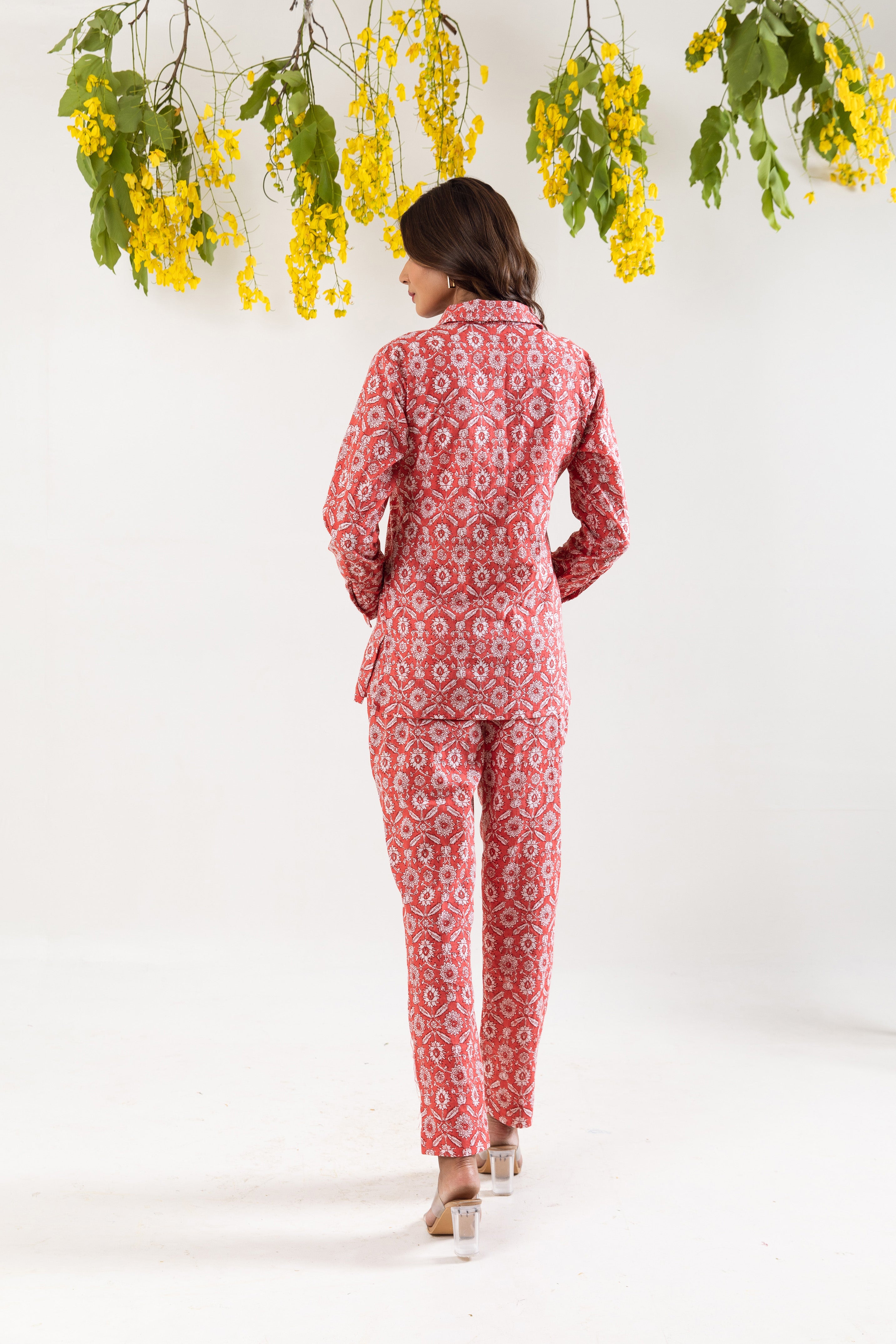 Red hand block Co-ord Set