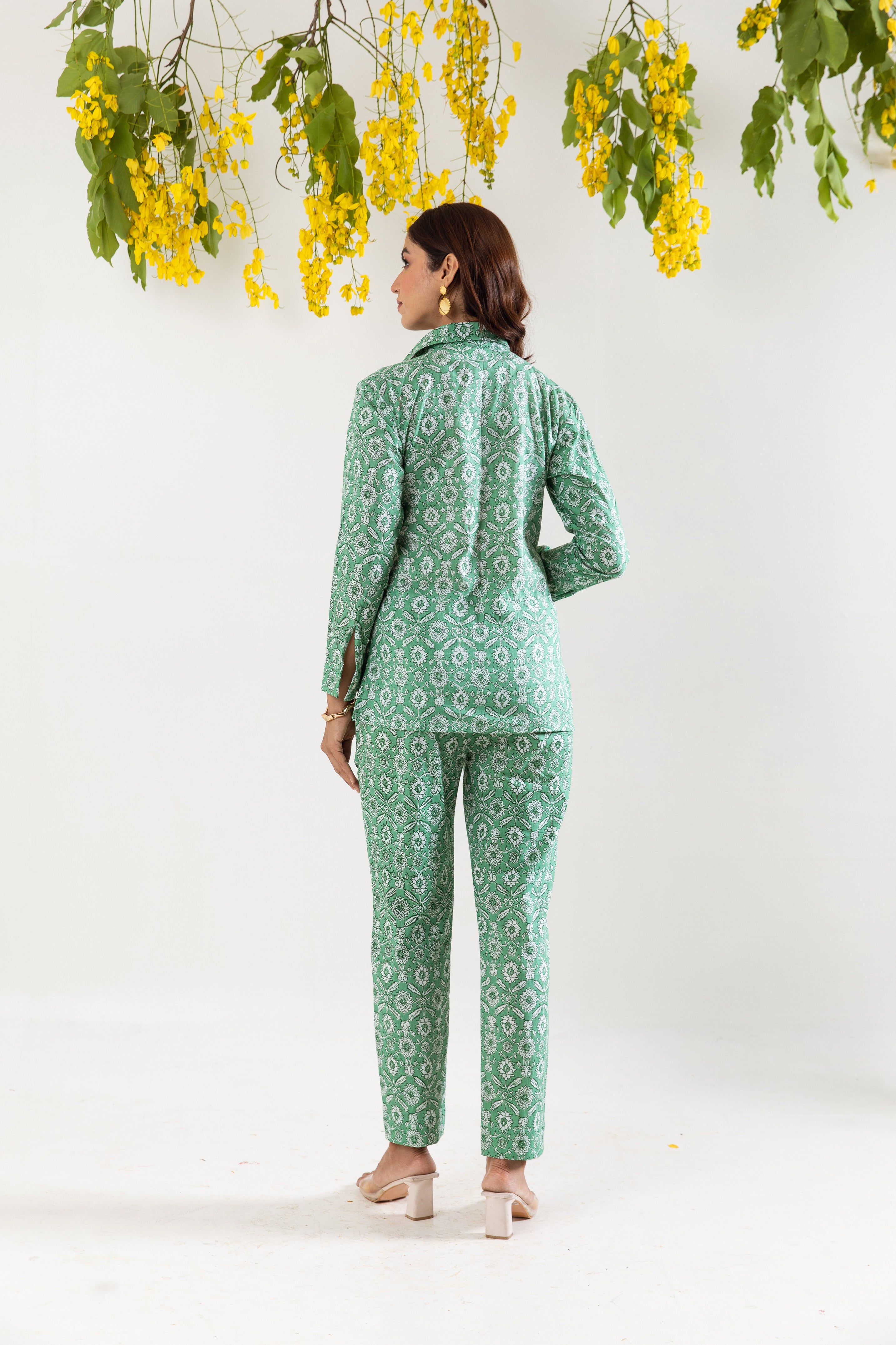 Sage Green hand block Co-ord Set