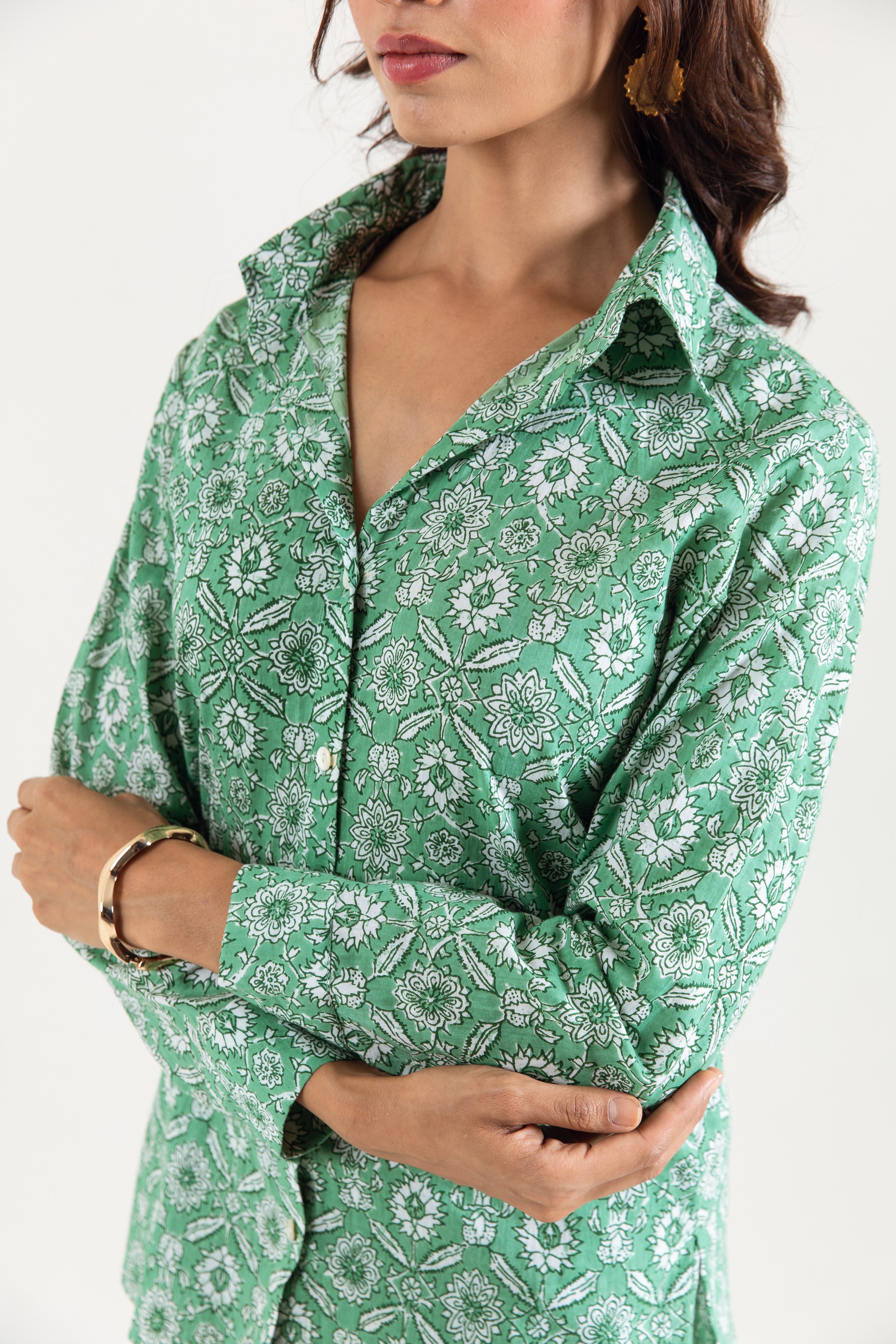 Sage Green hand block Co-ord Set