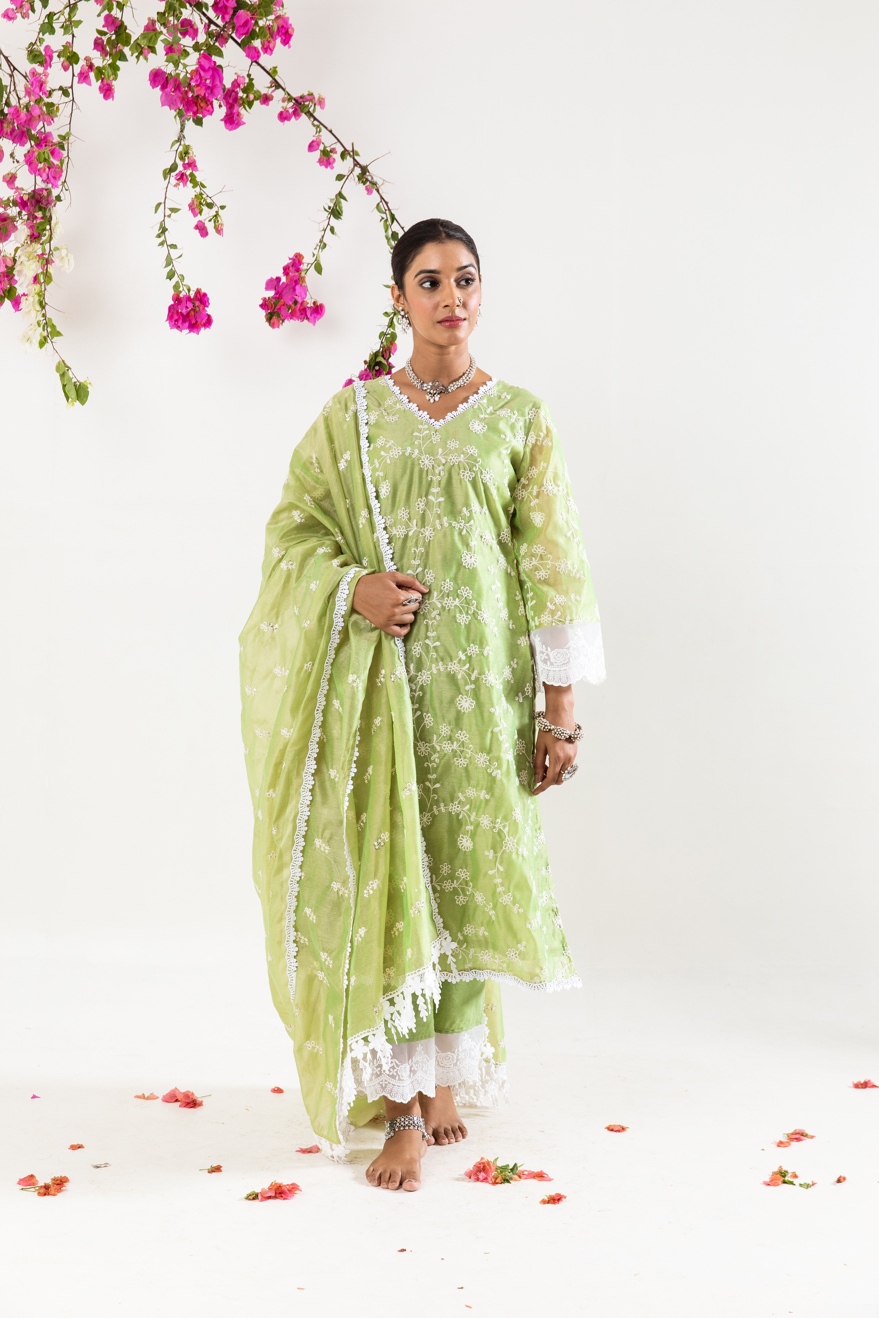 Green embroidered Suit Set
