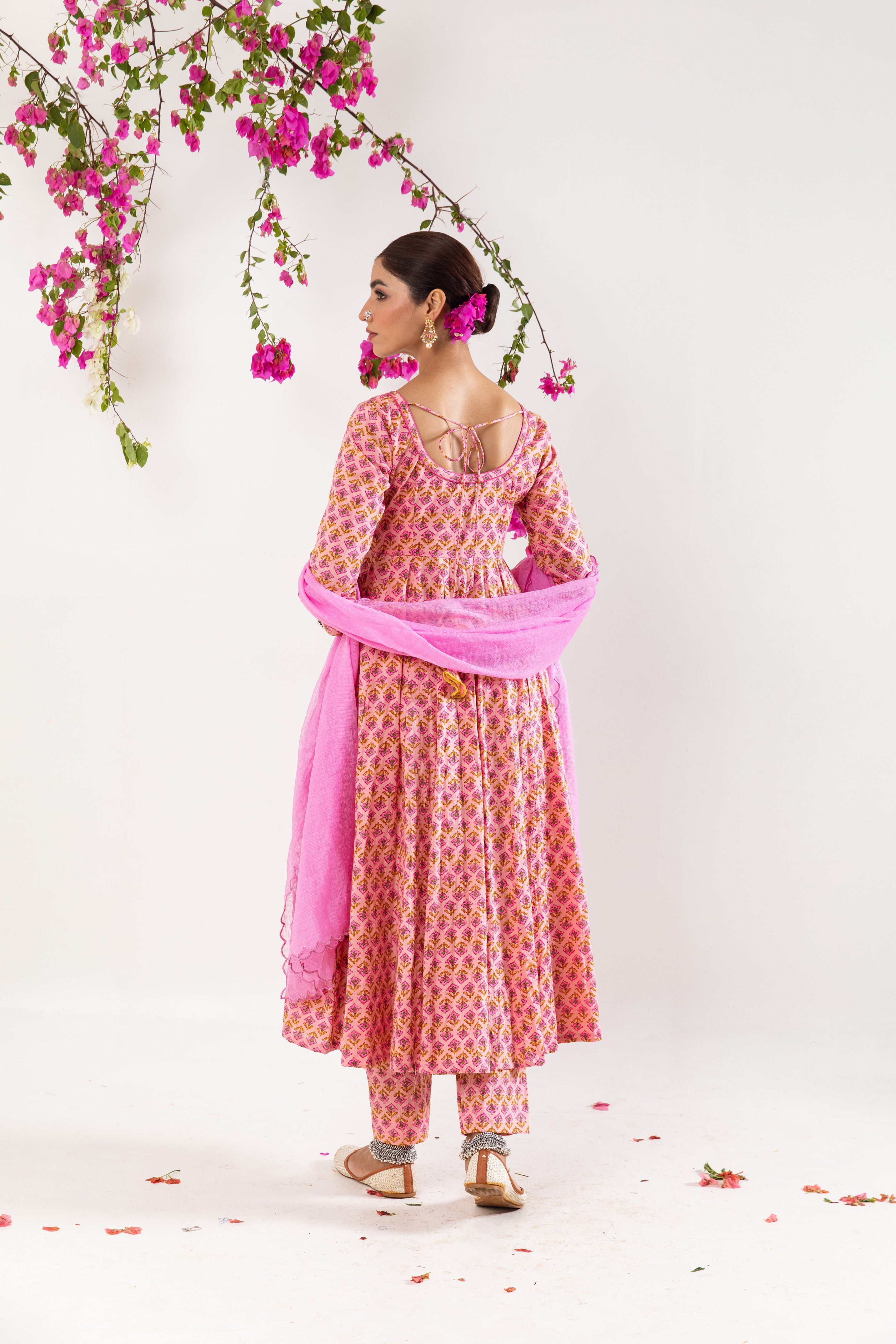 Bright pink Anarkali Set