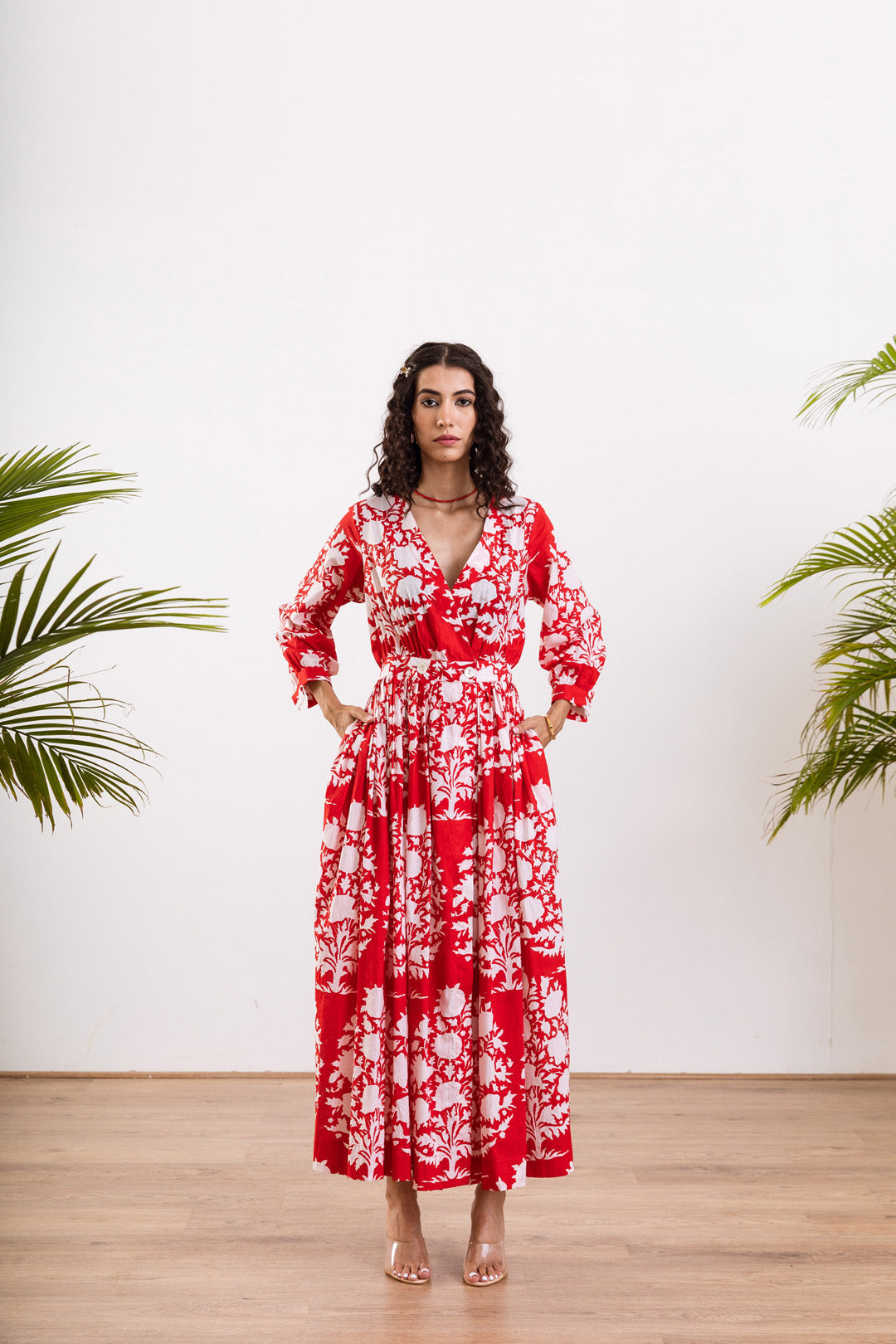 Red white Wrap Maxi
