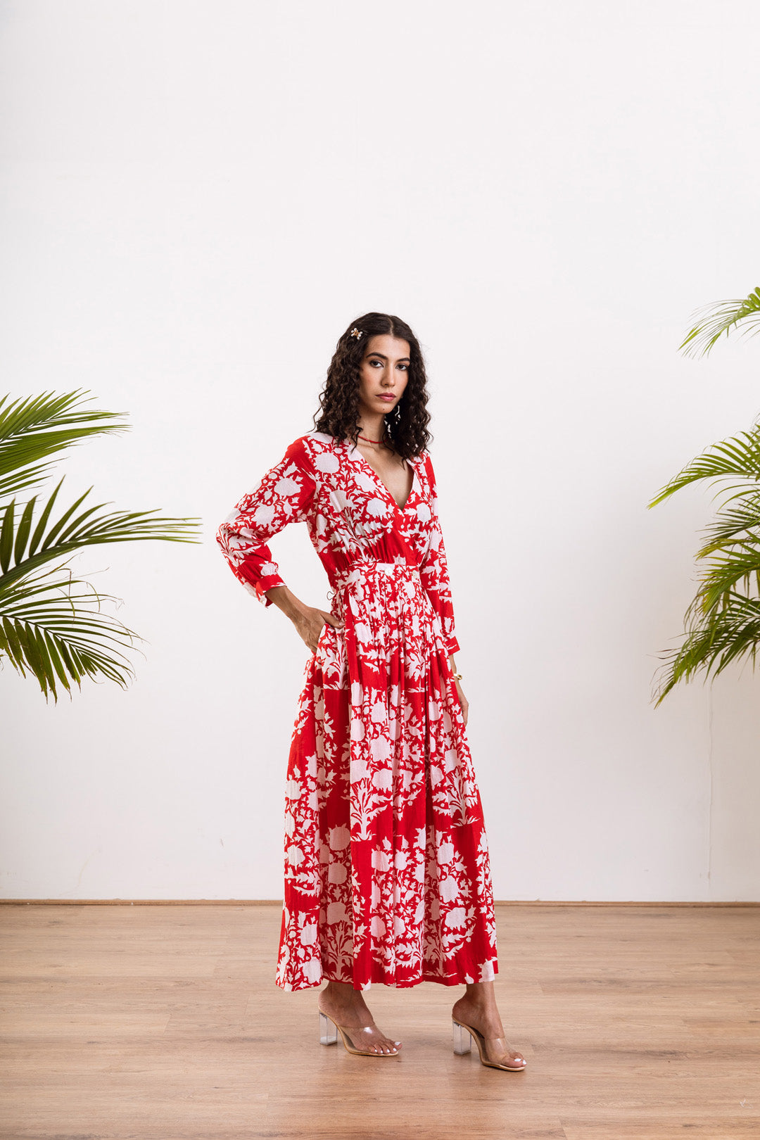 Red white Wrap Maxi