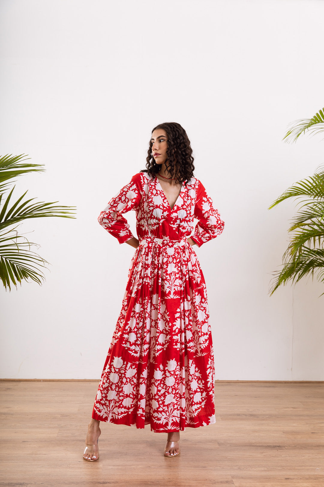 Red white Wrap Maxi