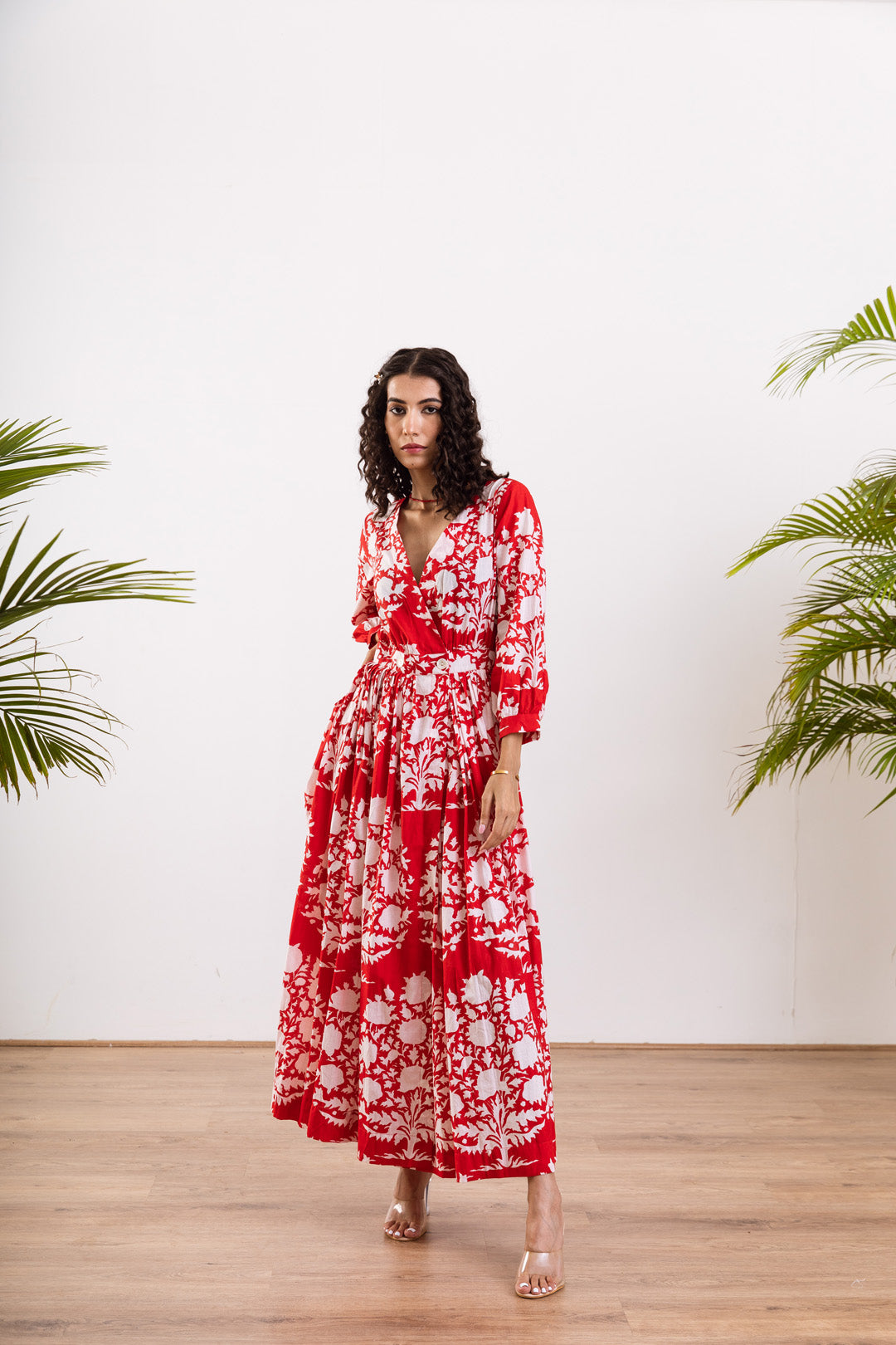Red white Wrap Maxi