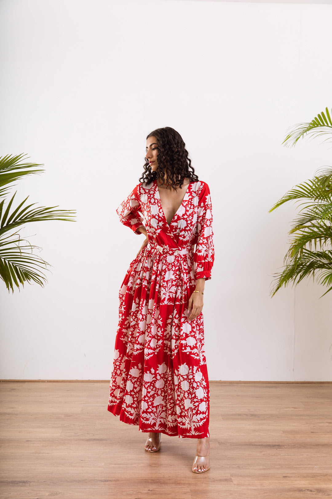 Red white Wrap Maxi