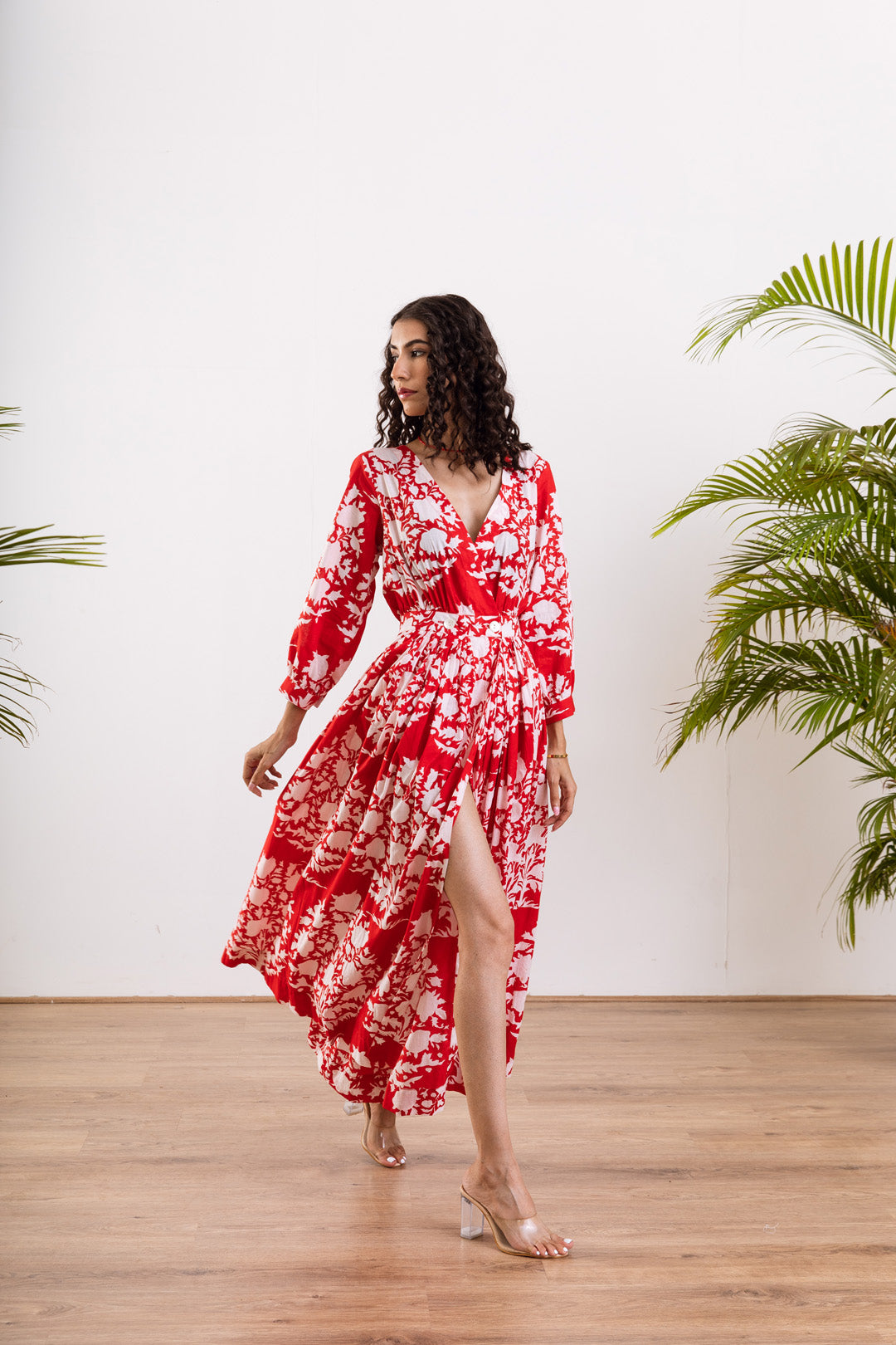 Red white Wrap Maxi