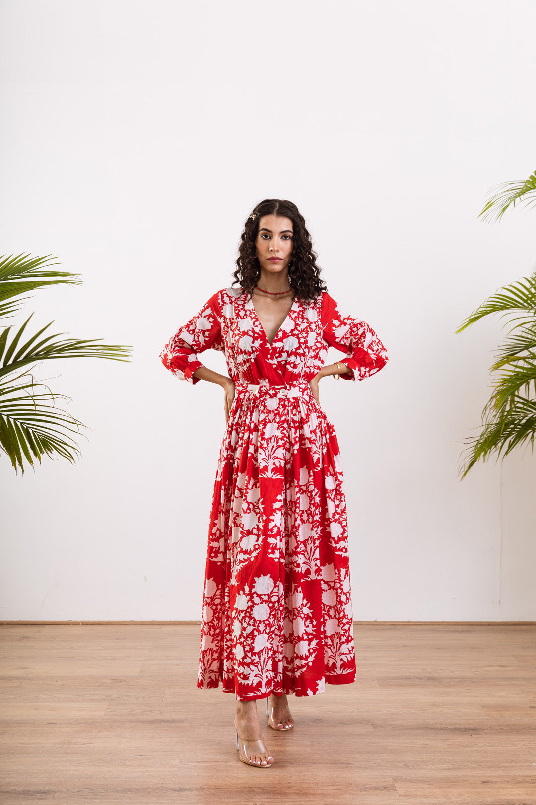 Red white Wrap Maxi