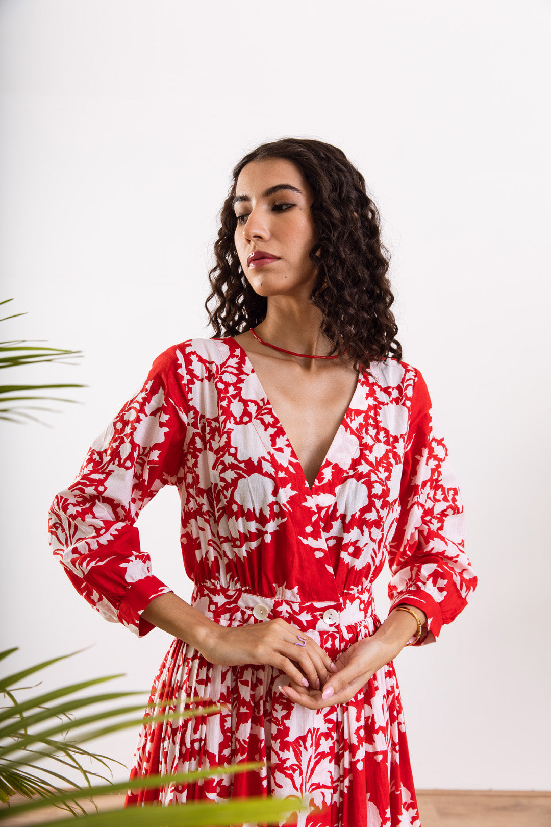 Red white Wrap Maxi