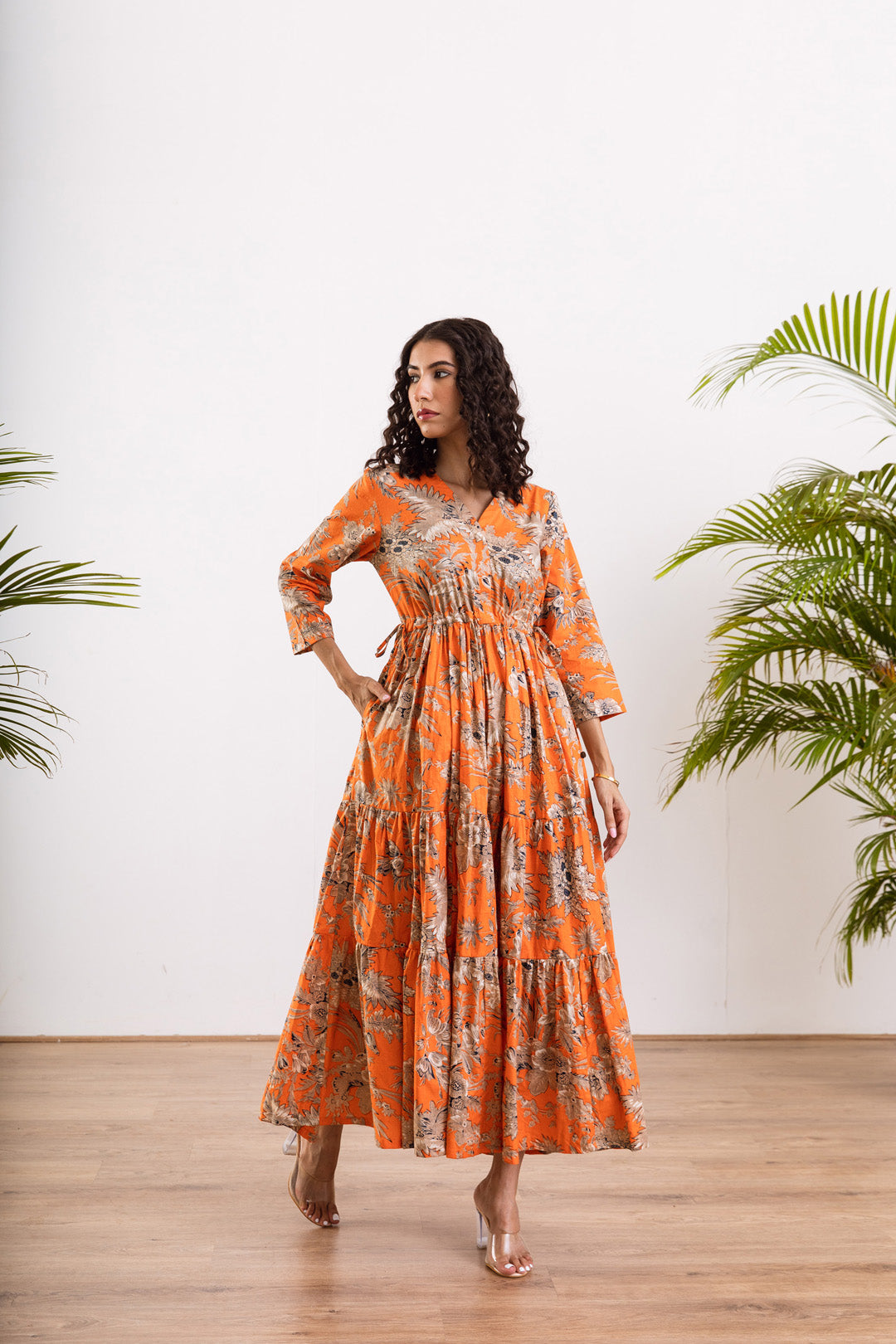 Tangerine waist adjustable maxi