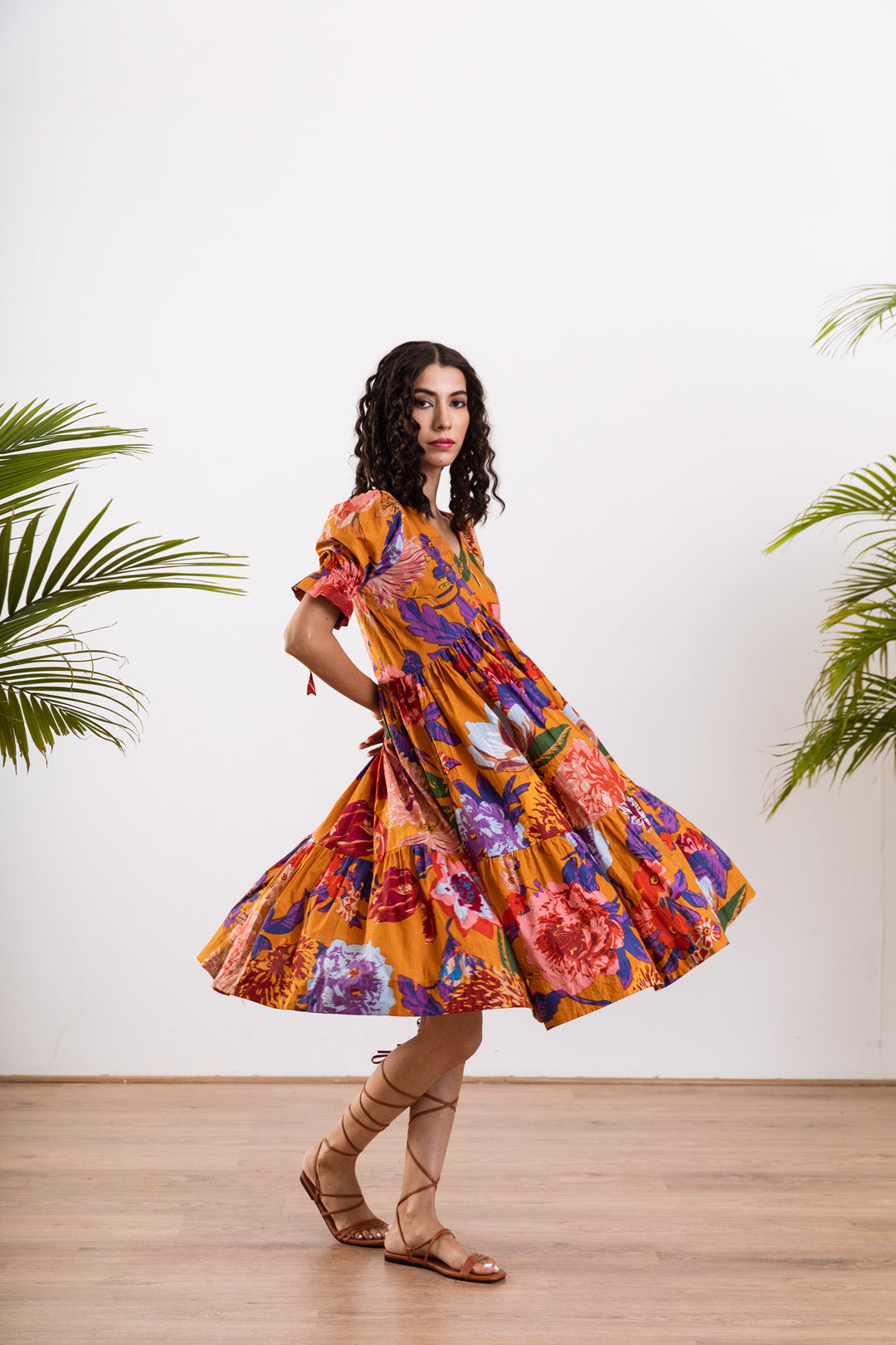 Mustard bali short dress