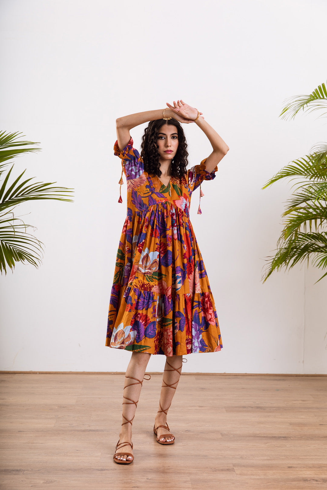 Mustard bali short dress