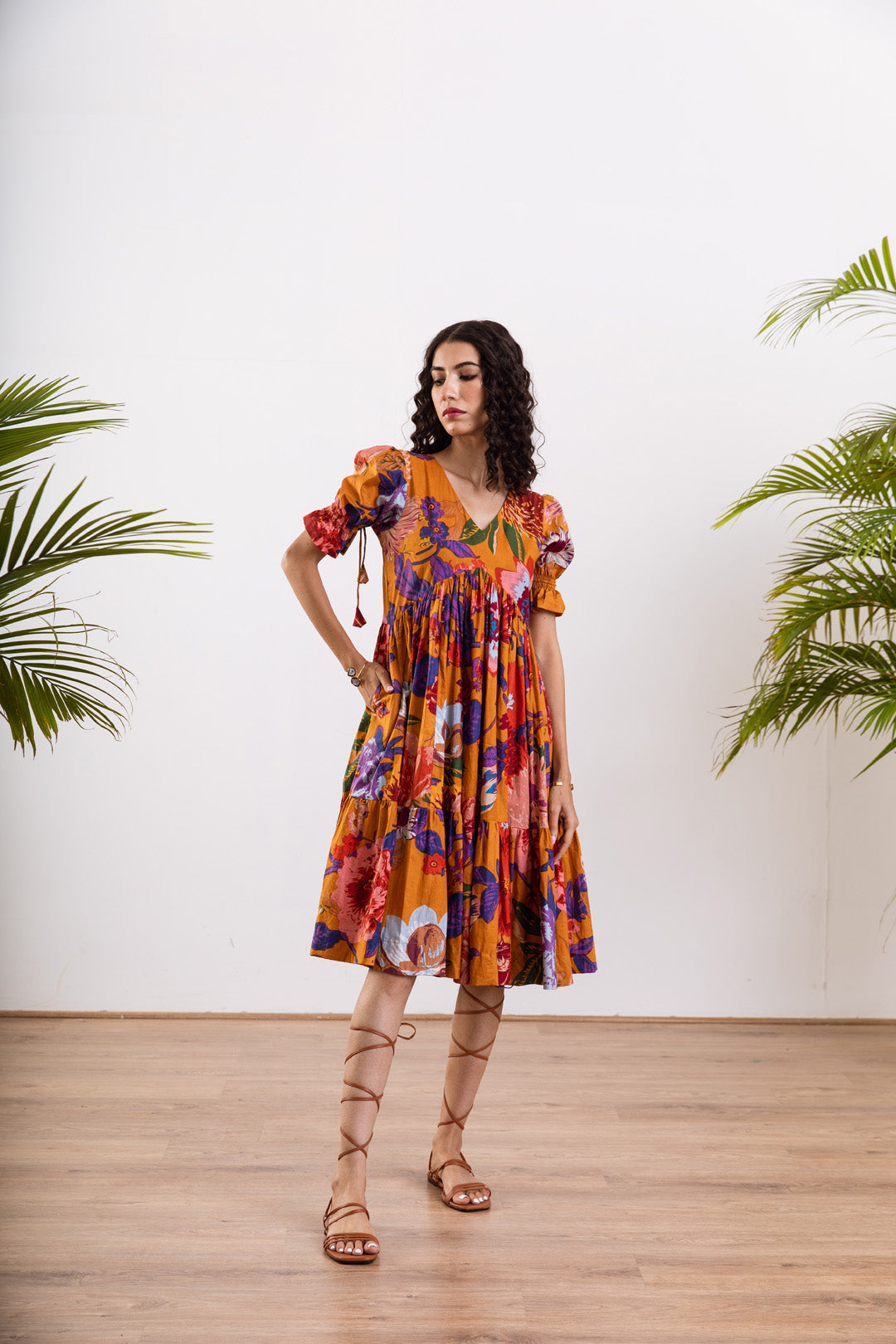 Mustard bali short dress