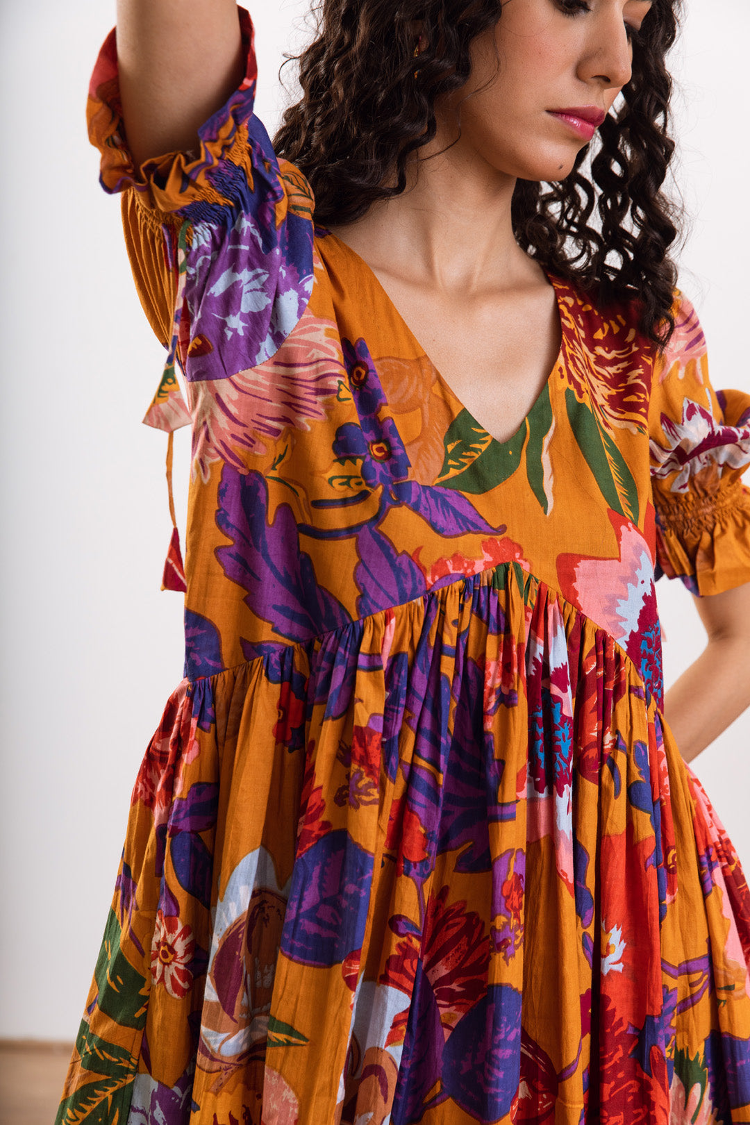 Mustard bali short dress