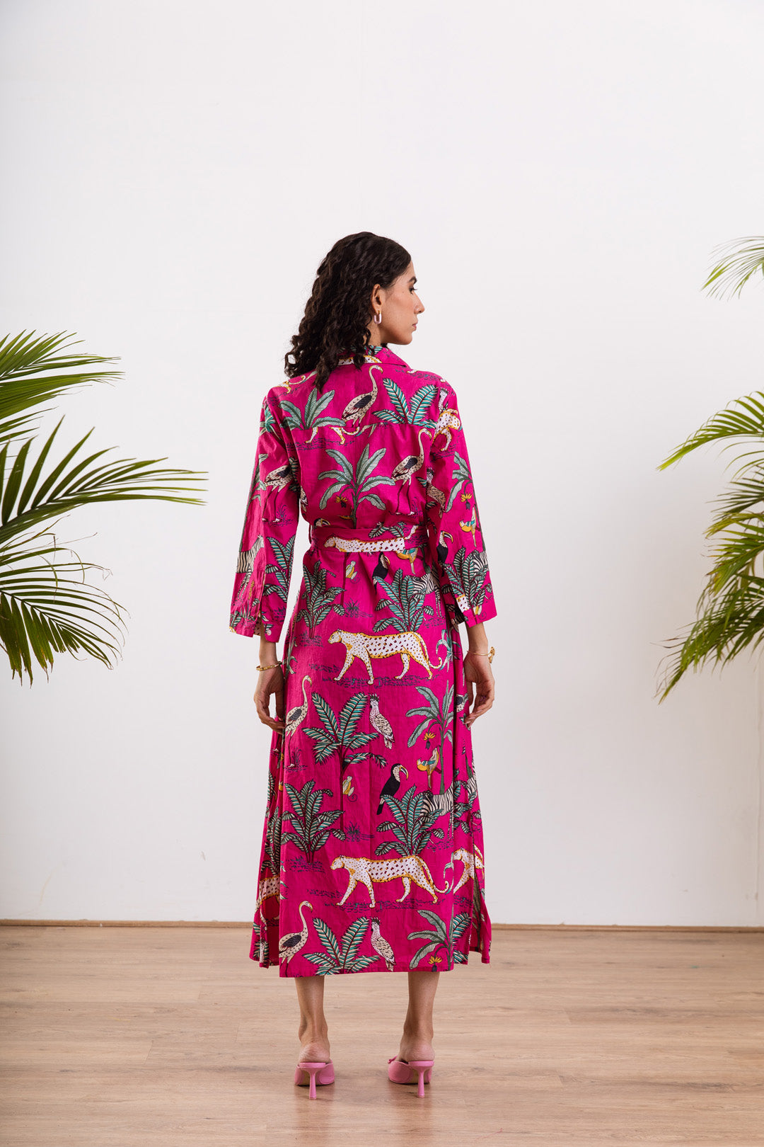 Pink safari shirt dress