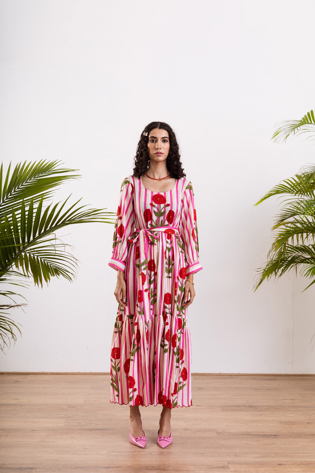 Red Mughal stripe maxi