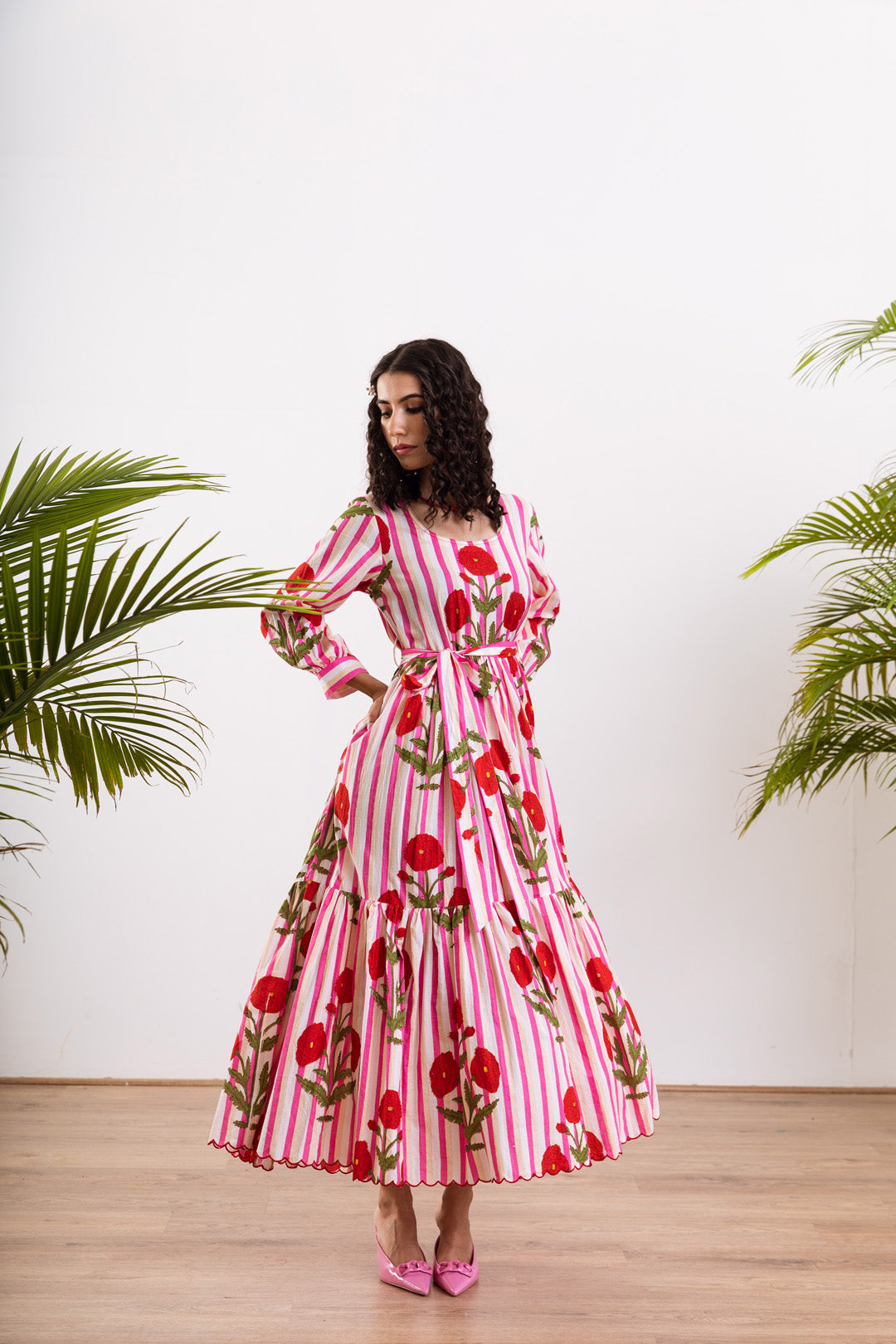 Red Mughal stripe maxi