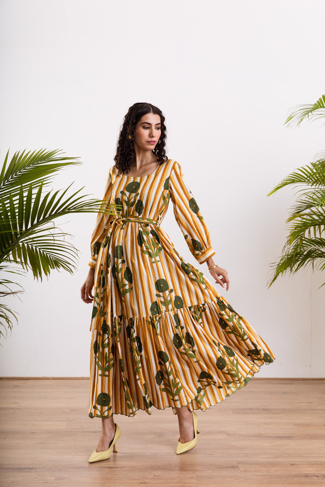 Mustard stripe Mughal maxi