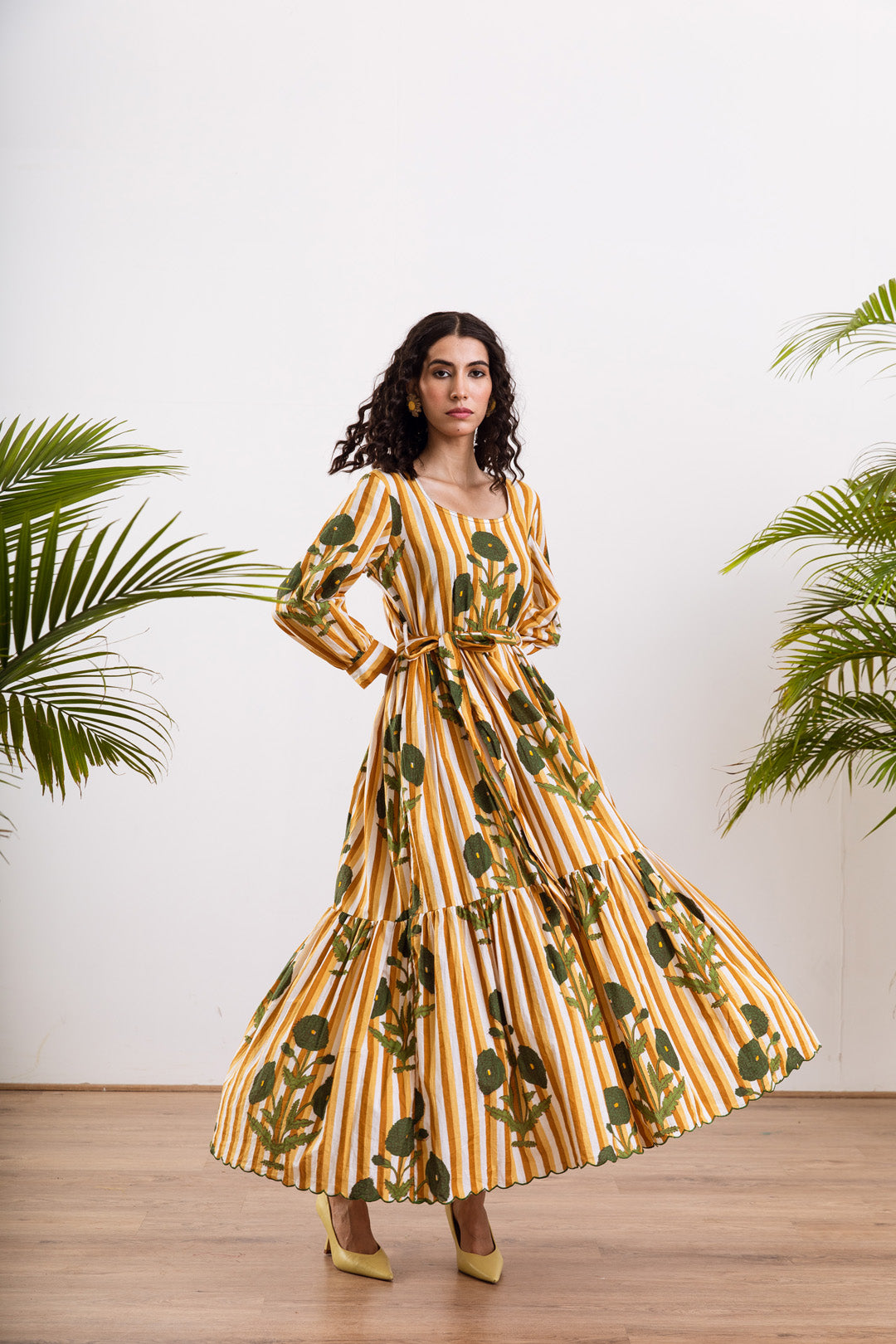 Mustard stripe Mughal maxi