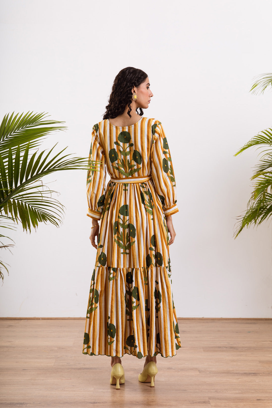 Mustard stripe Mughal maxi
