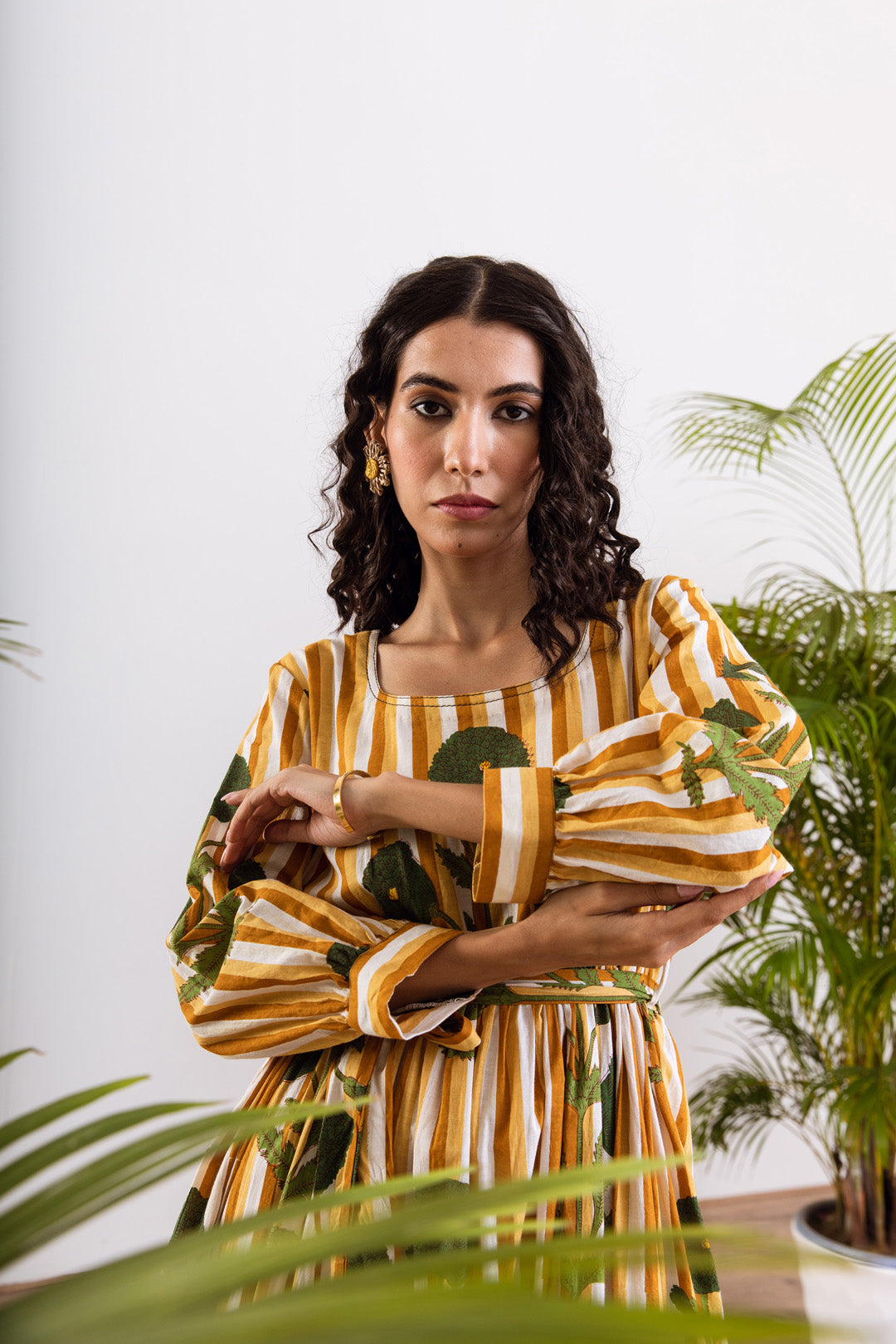 Mustard stripe Mughal maxi