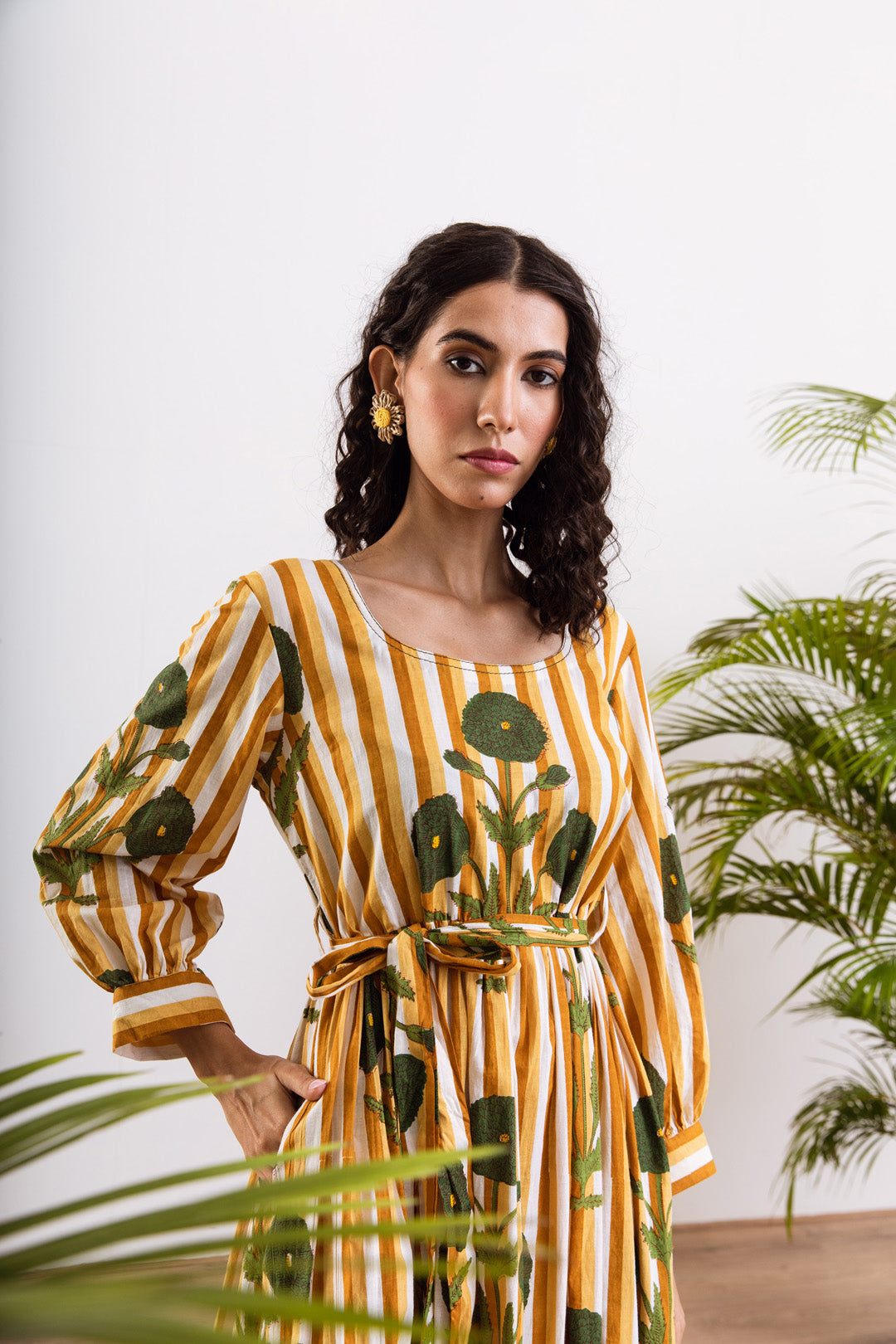 Mustard stripe Mughal maxi