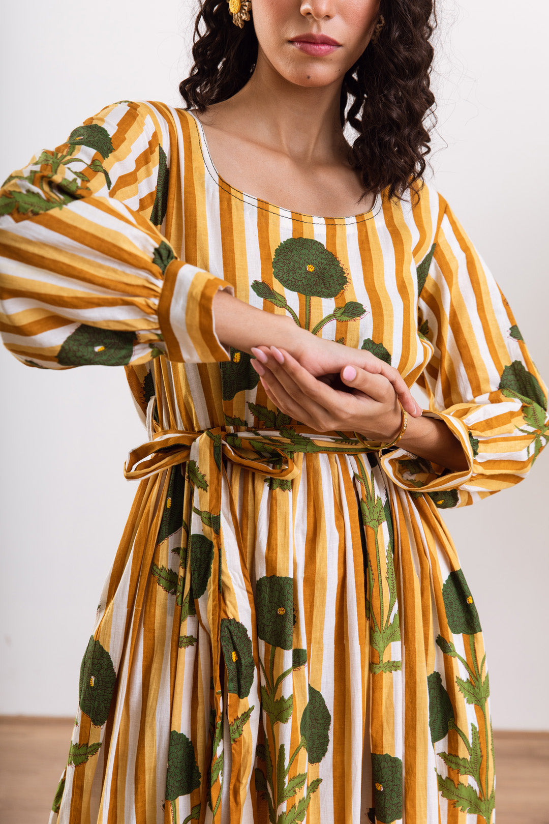 Mustard stripe Mughal maxi