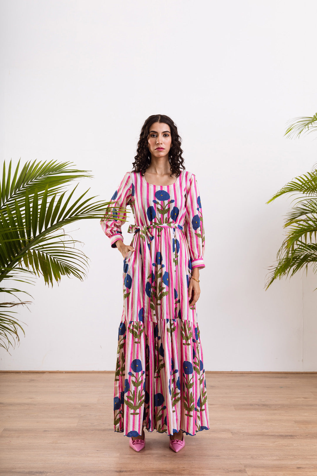 Blue Mughal stripe  Maxi