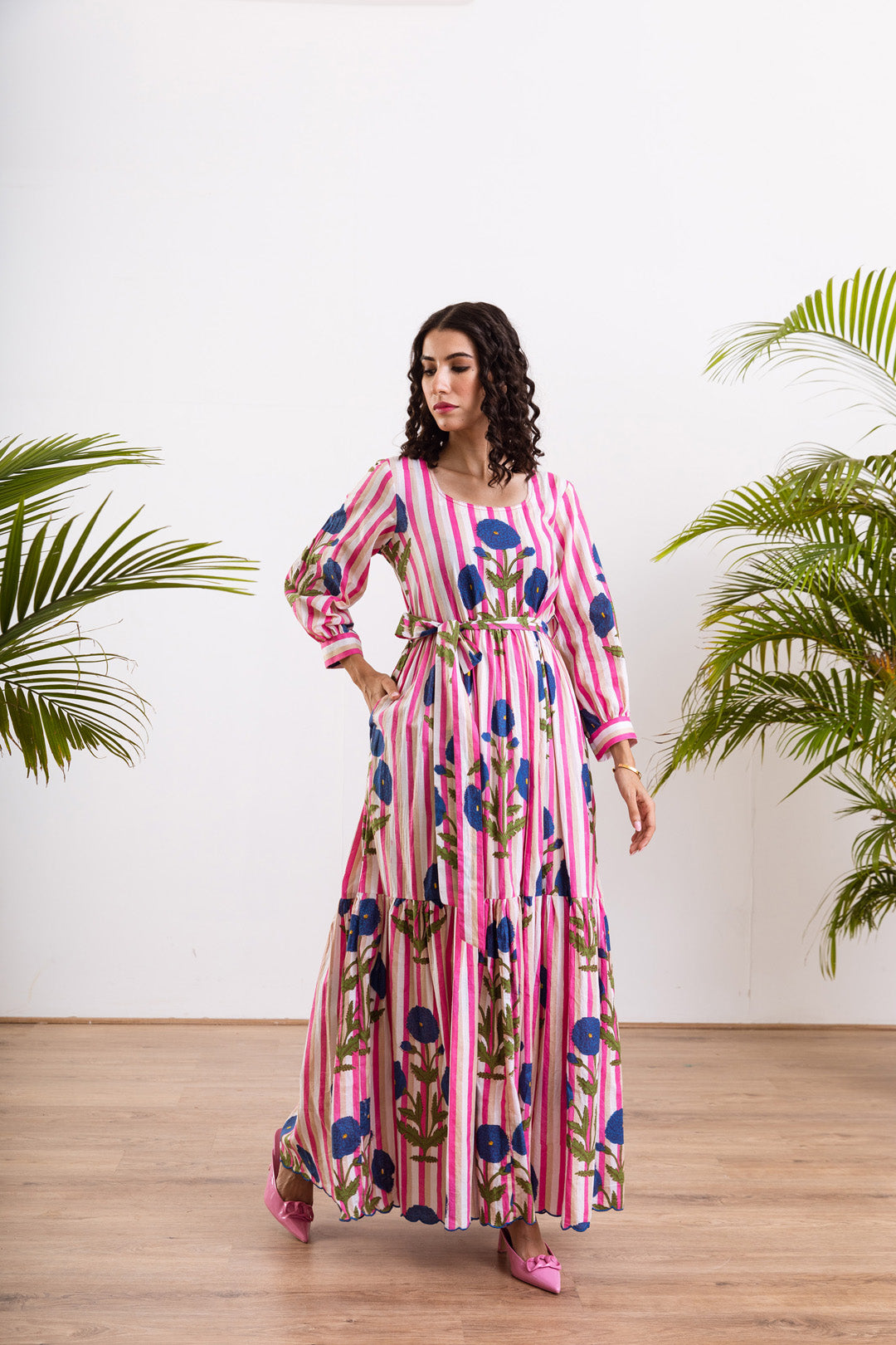 Blue Mughal stripe  Maxi