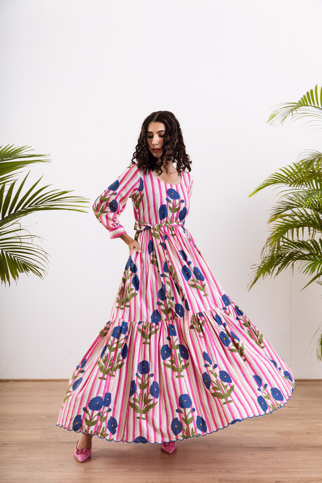 Blue Mughal stripe  Maxi