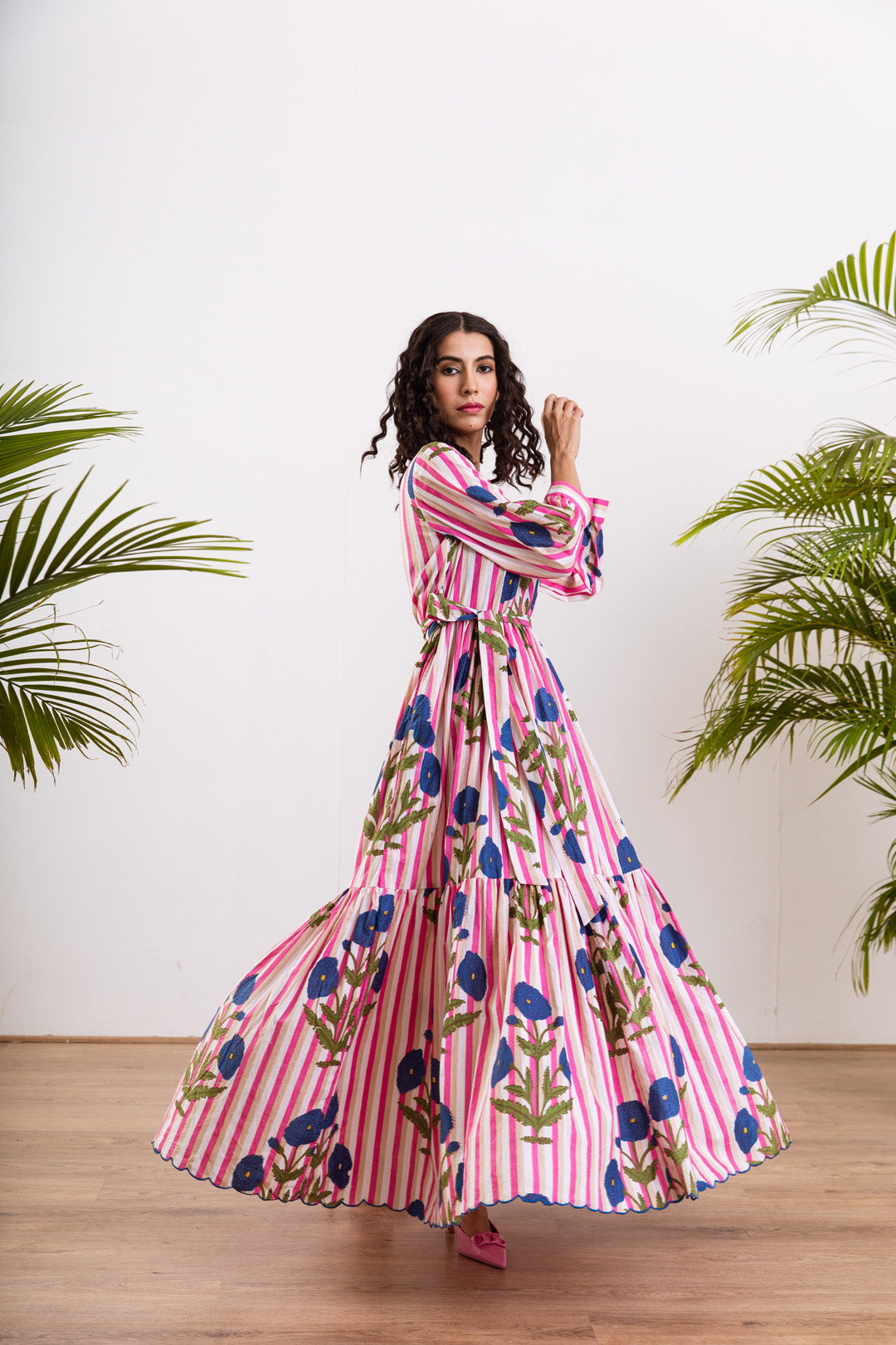 Blue Mughal stripe  Maxi