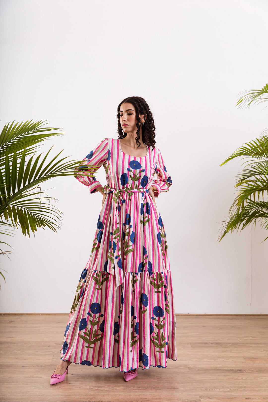 Blue Mughal stripe  Maxi