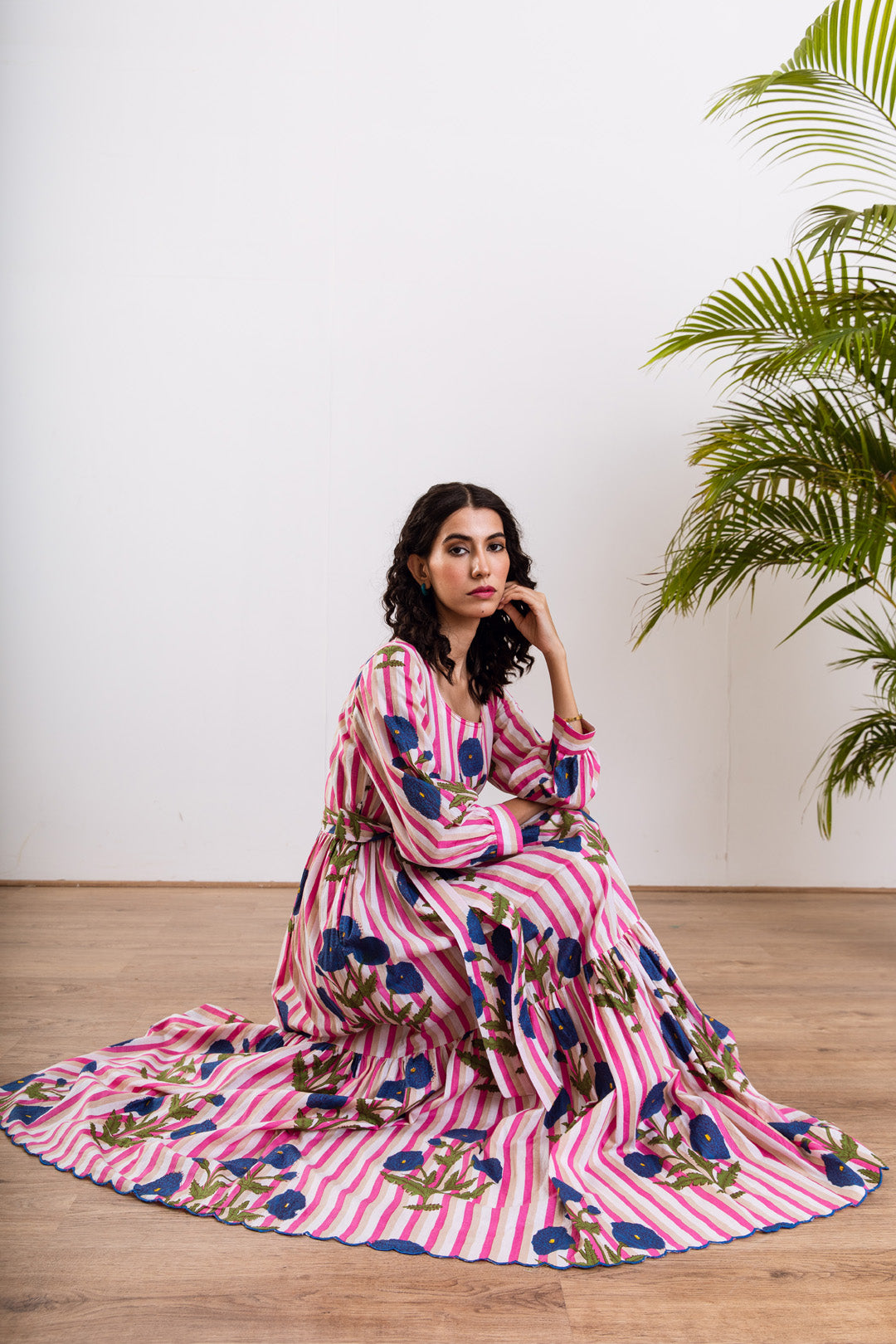 Blue Mughal stripe  Maxi