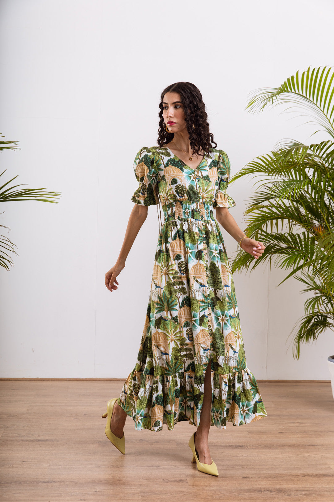 Green jharokha maxi