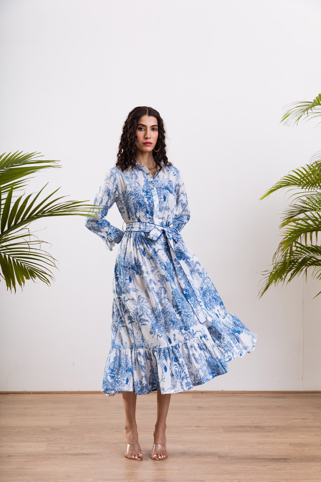 Blue safari shirt dress