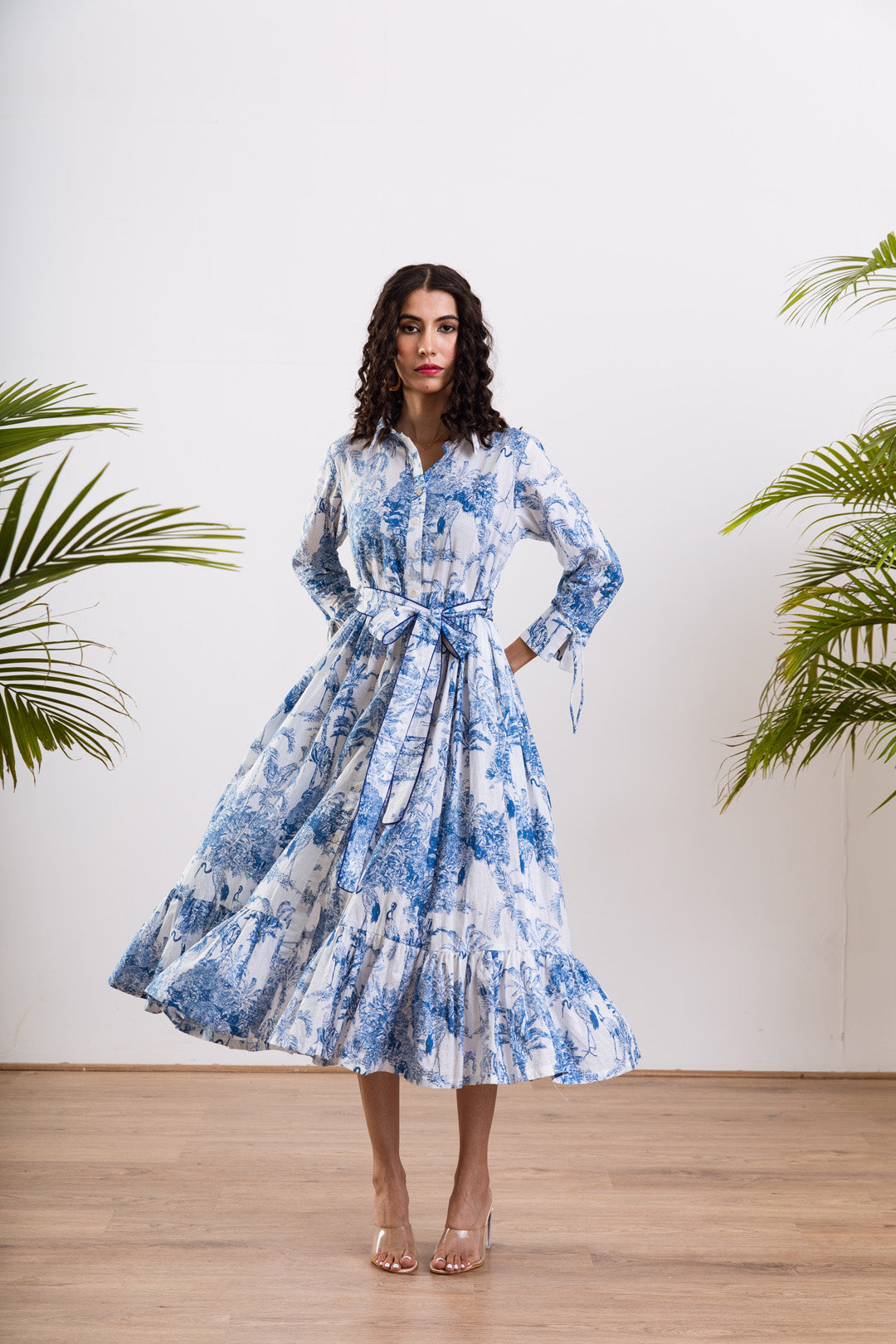 Blue safari shirt dress