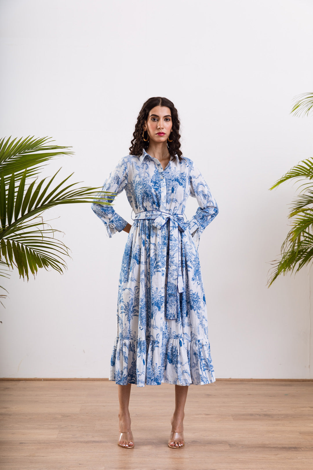 Blue safari shirt dress