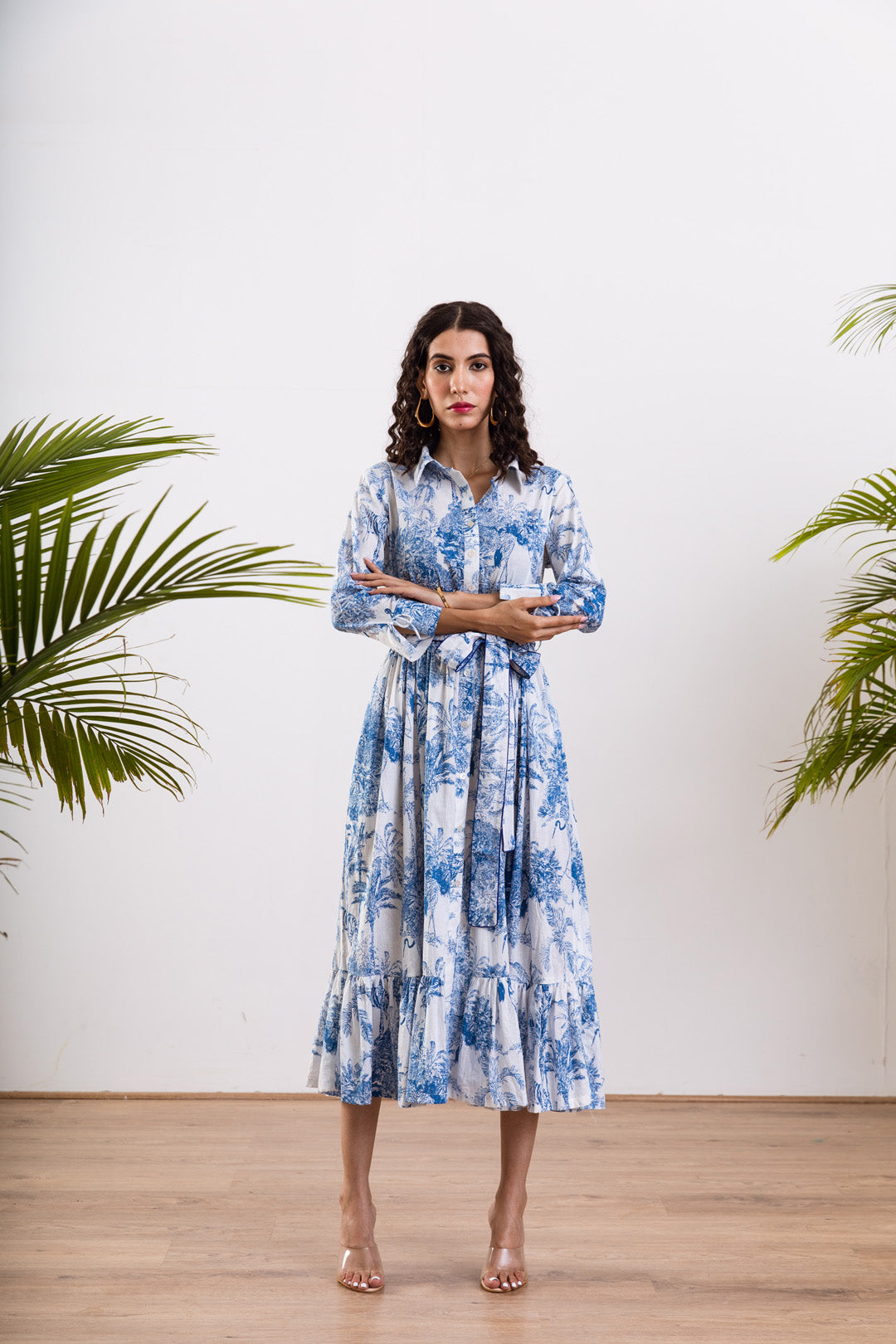 Blue safari shirt dress