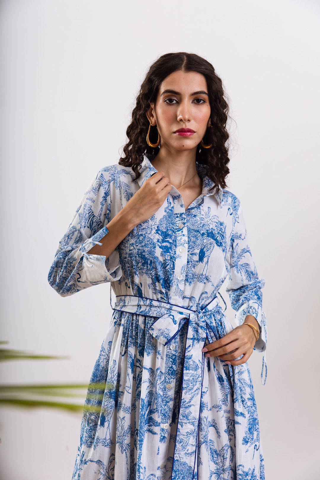 Blue safari shirt dress