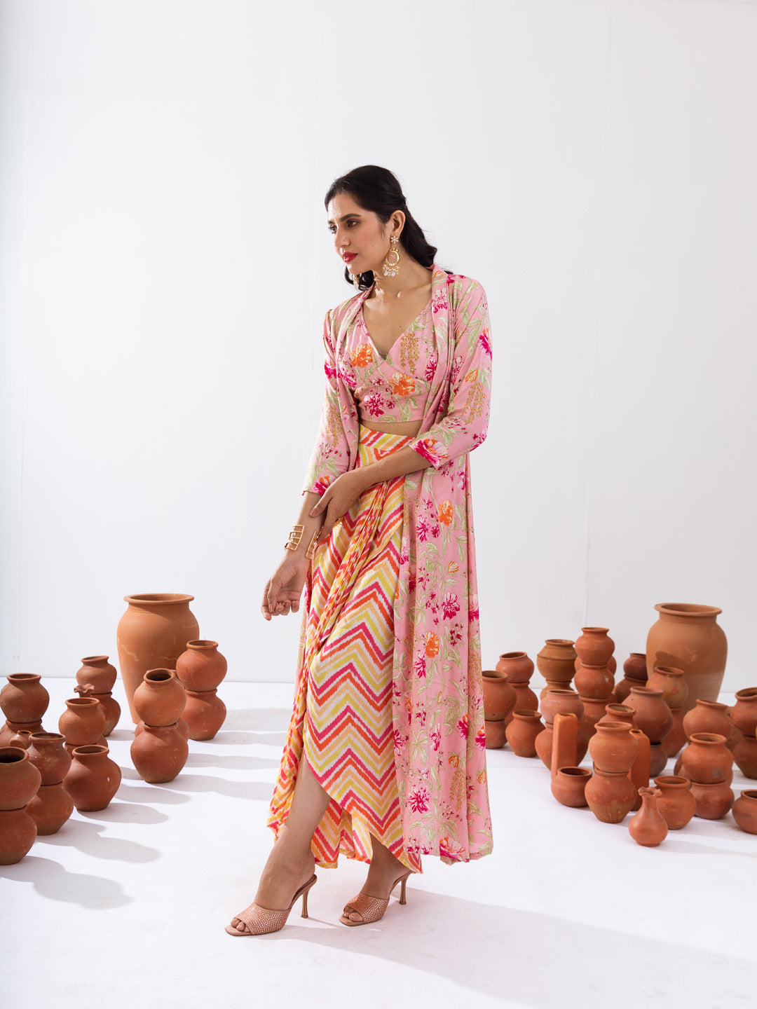 Pink floral jacket set