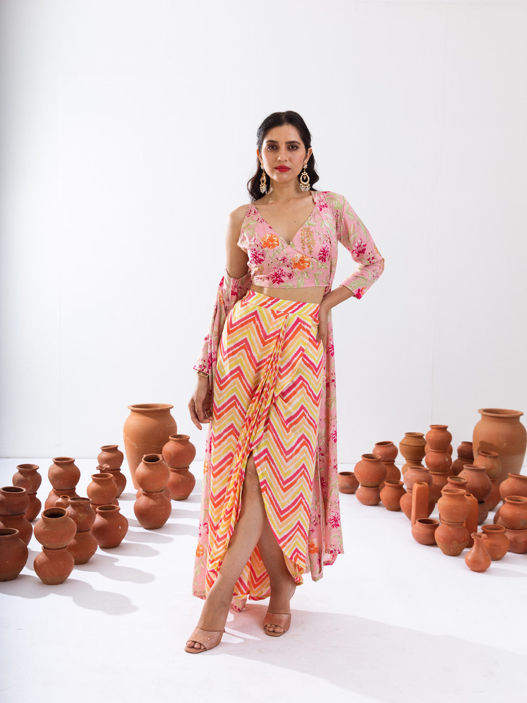 Pink floral jacket set