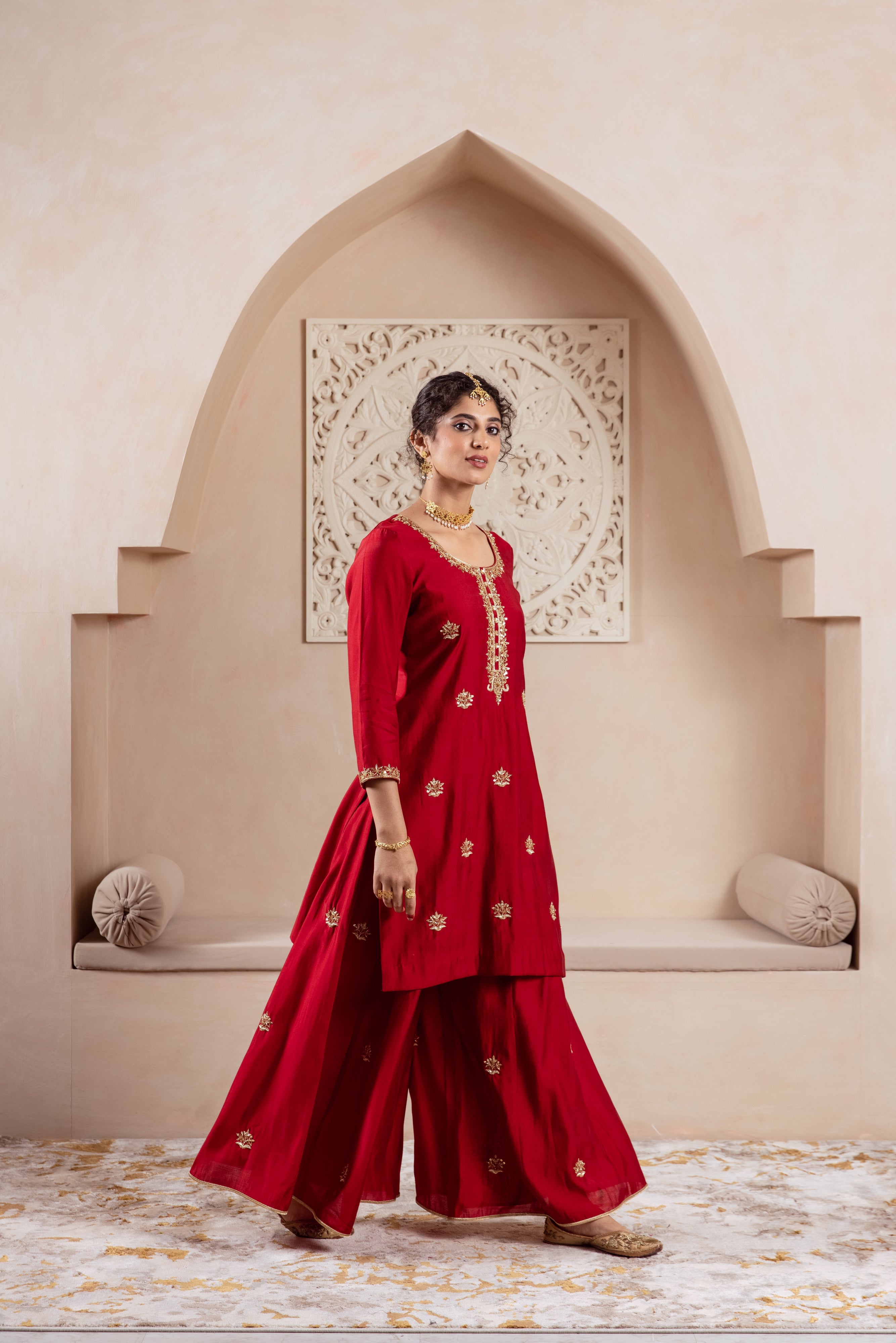 GULNAZ maroon hand painted sharara set