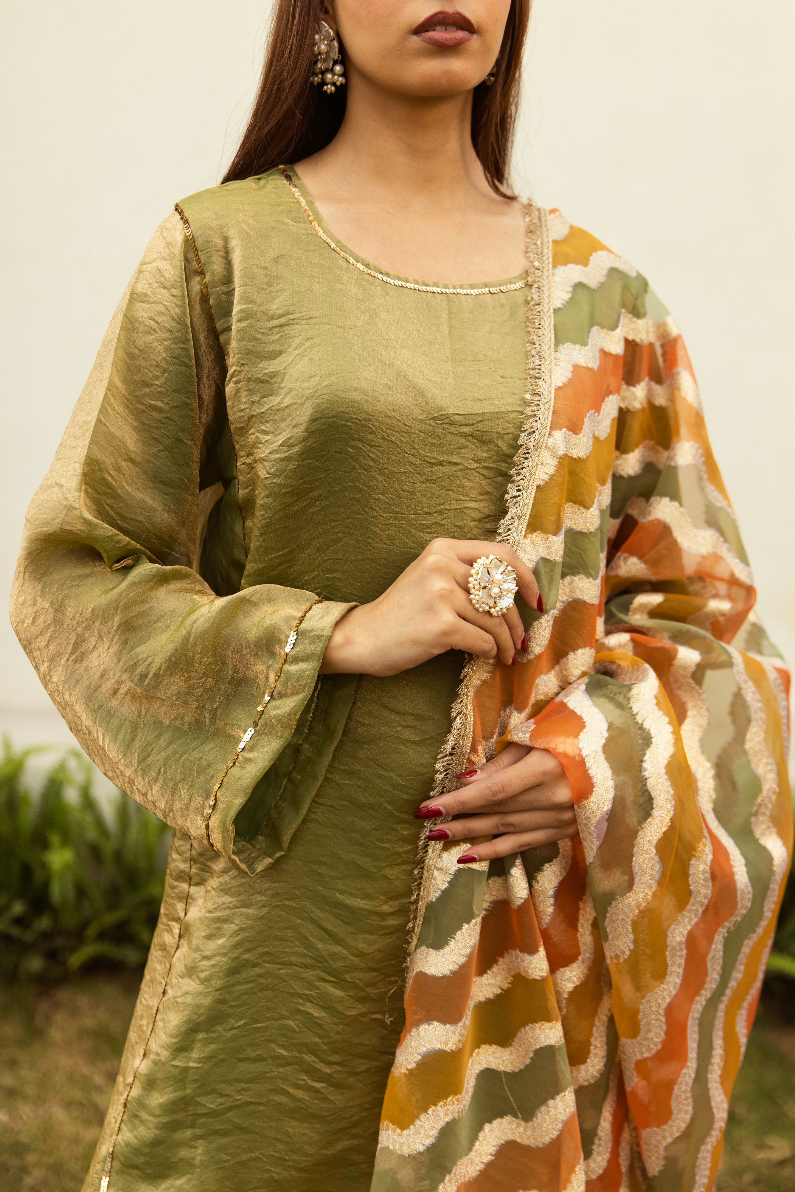 Noor Farshi Salwar Green set