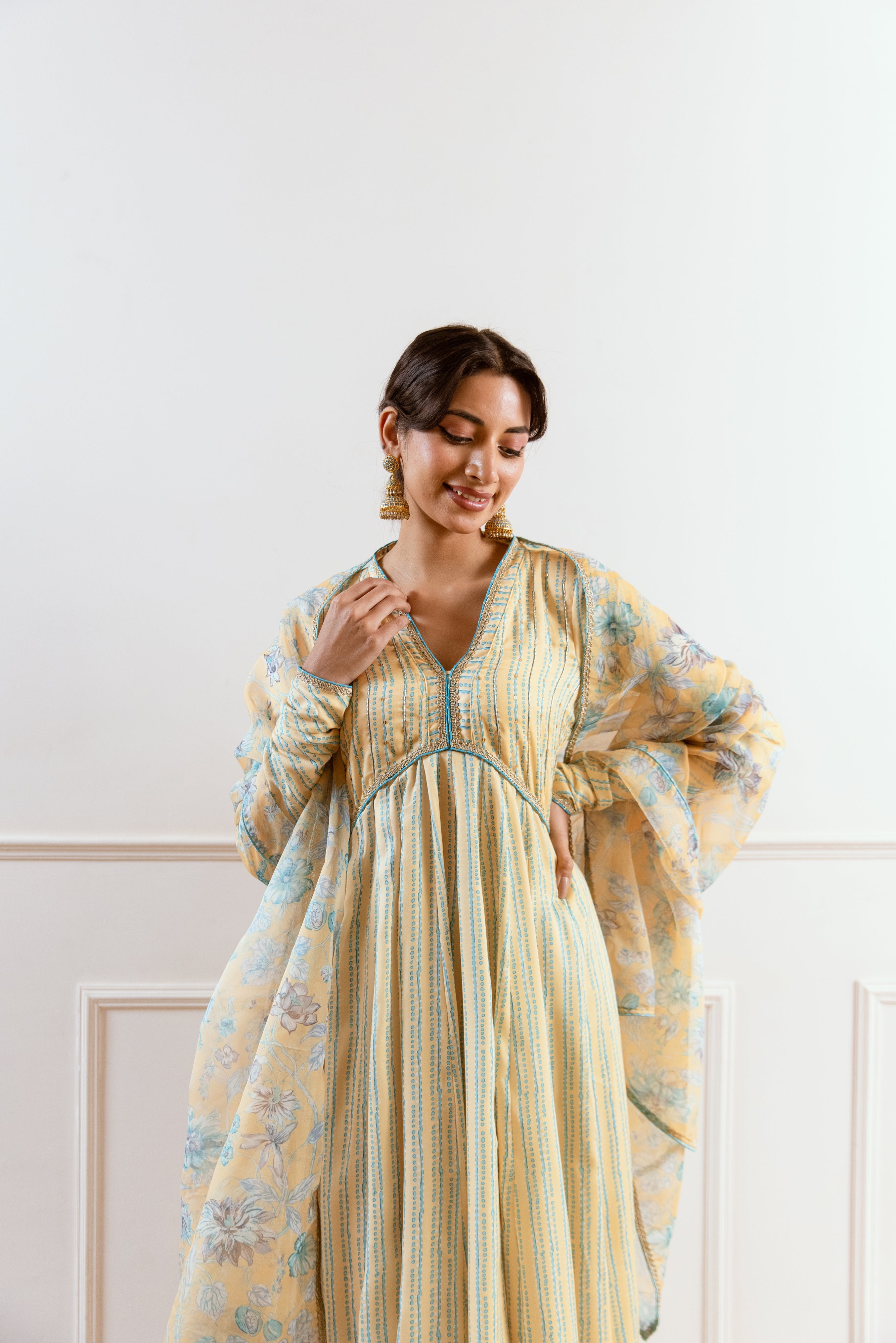 Salma Sitara Yellow floral Anarkali set