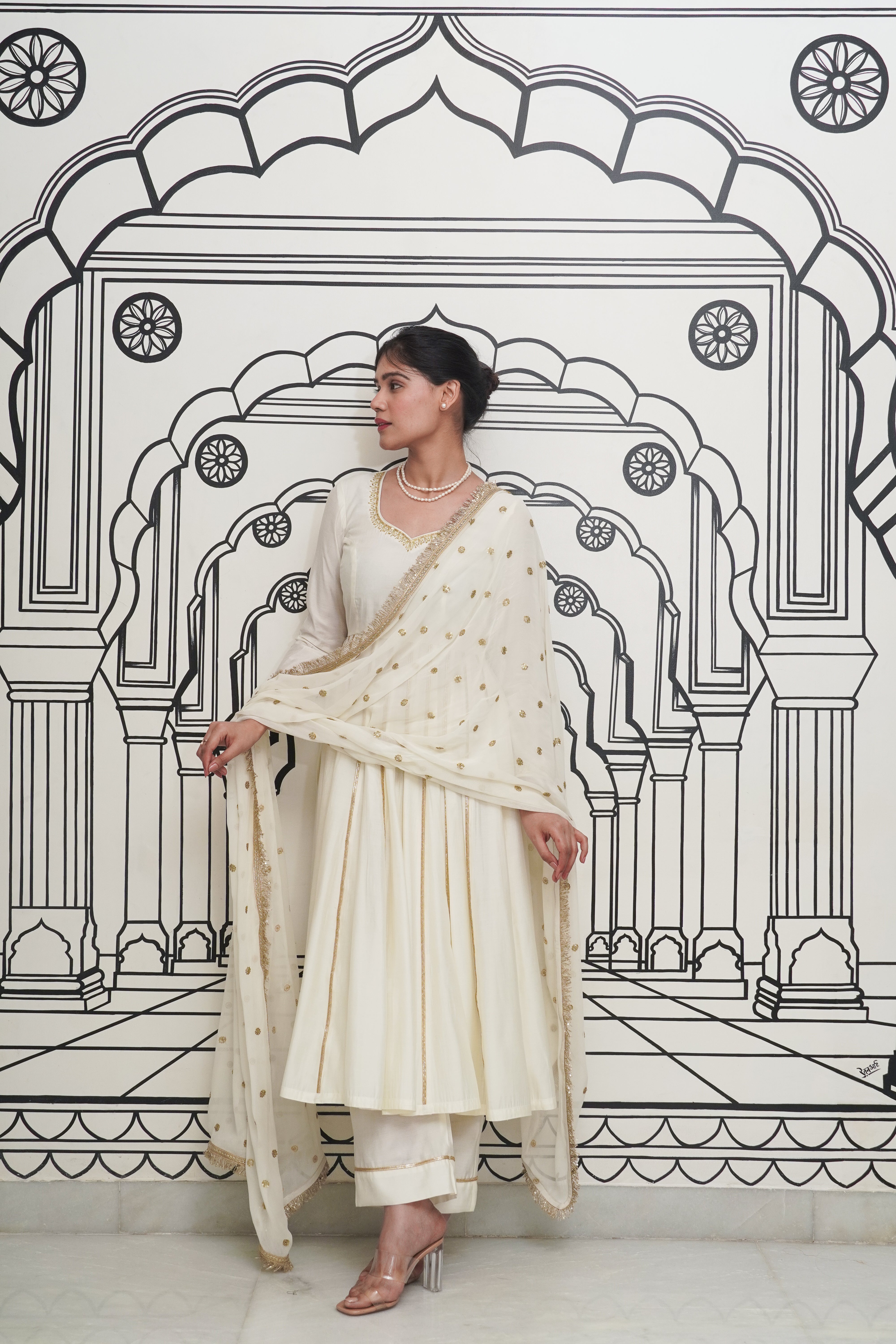 Sample Afsana Ivory Anarkali Set