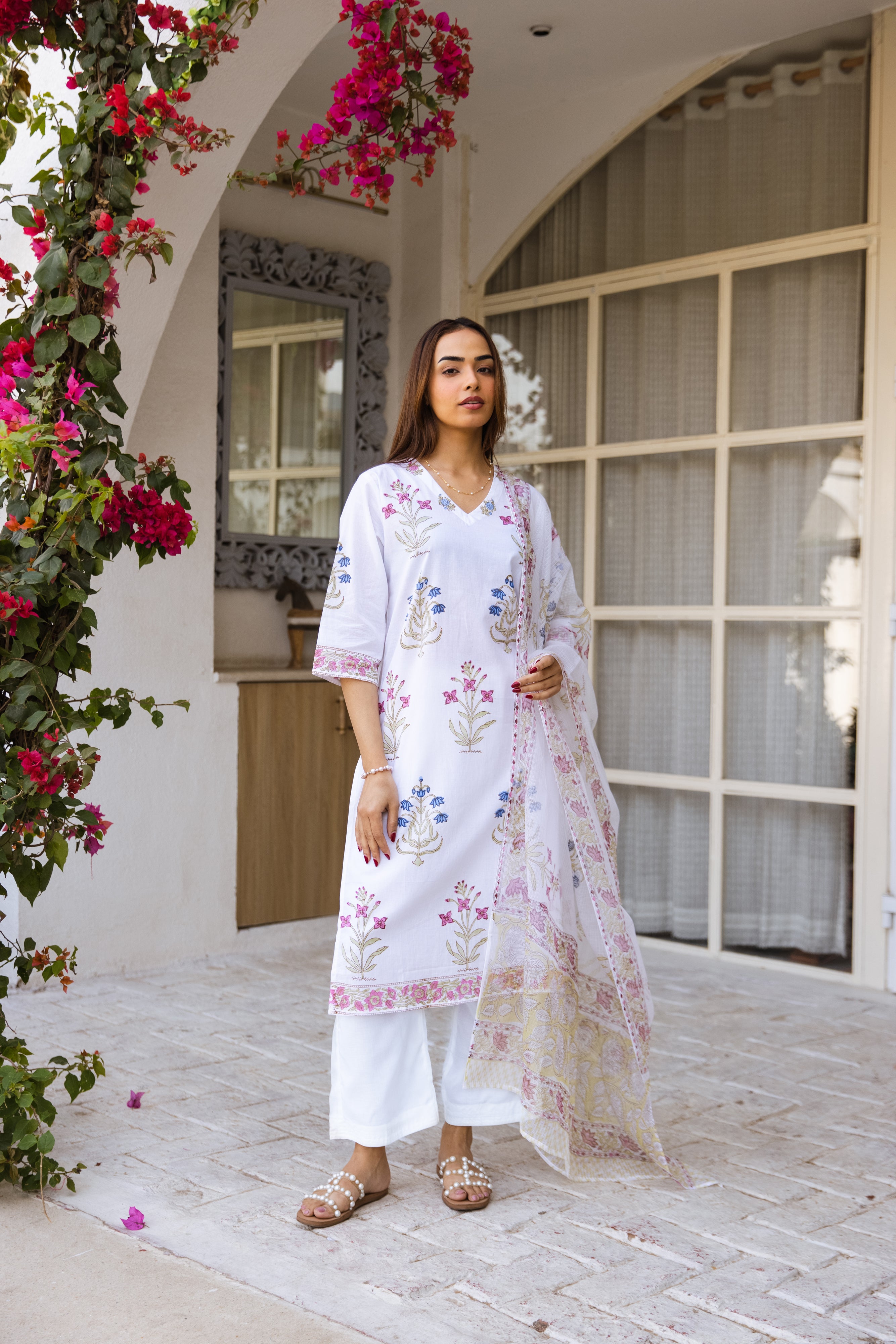 Picnic Multicolored Handblock kurta set