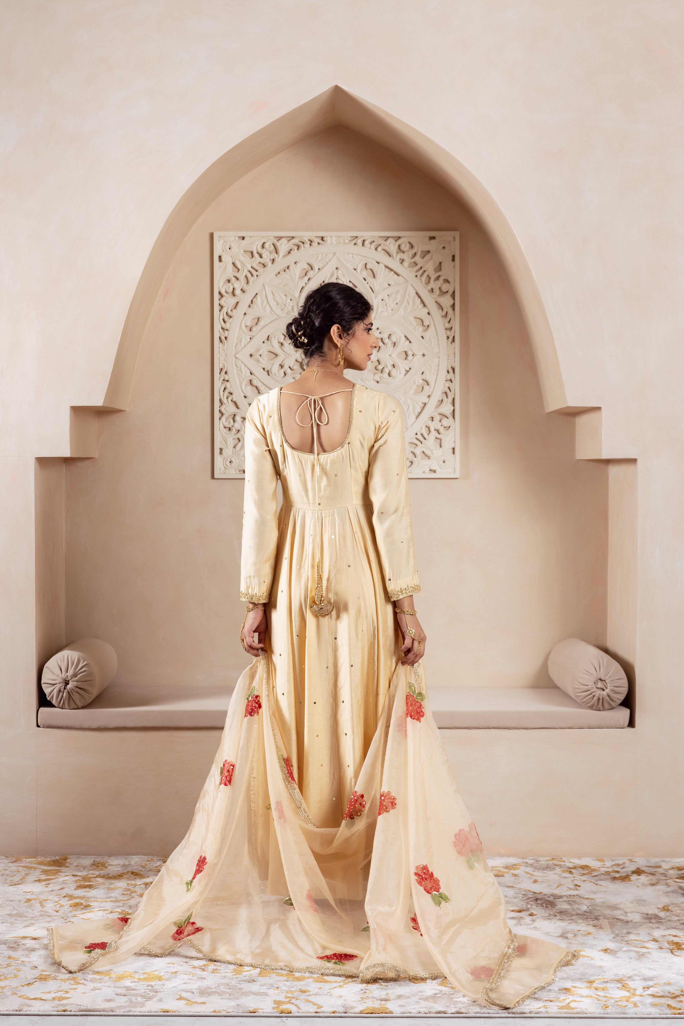 GULNAZ Golden hand painted Anarkali set