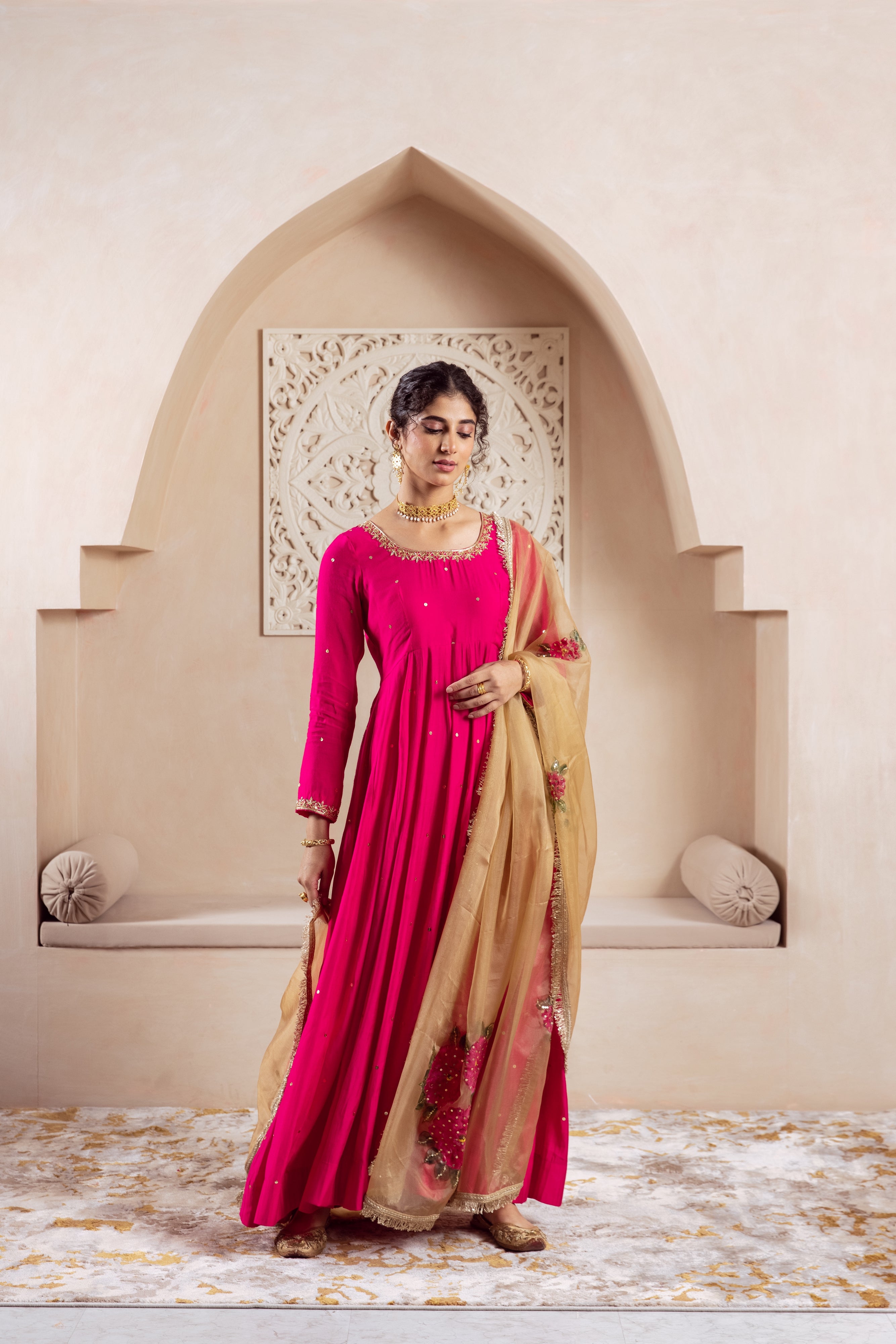 GULNAZ Rani hand painted Anarkali set