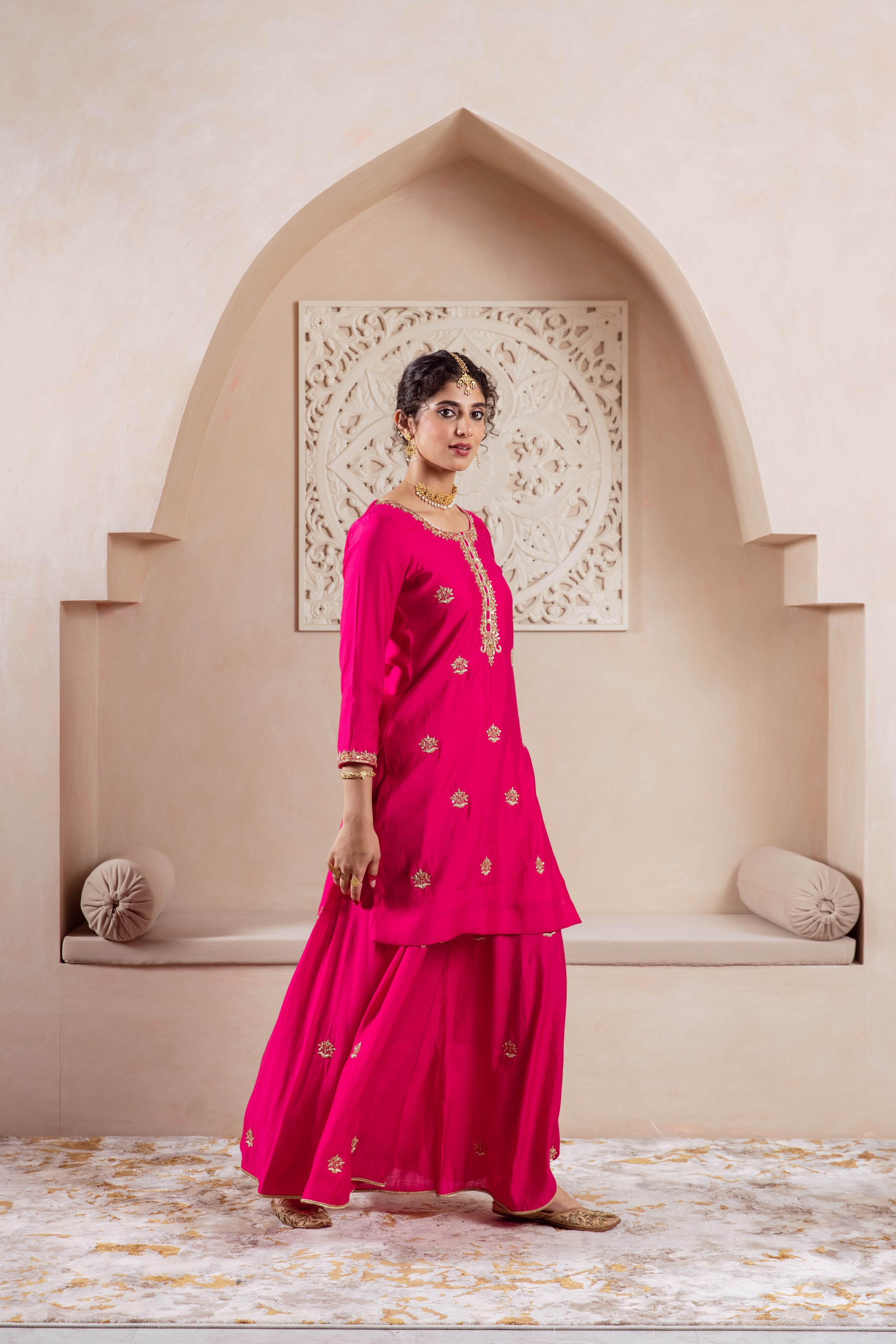 GULNAZ Rani hand painted sharara  set