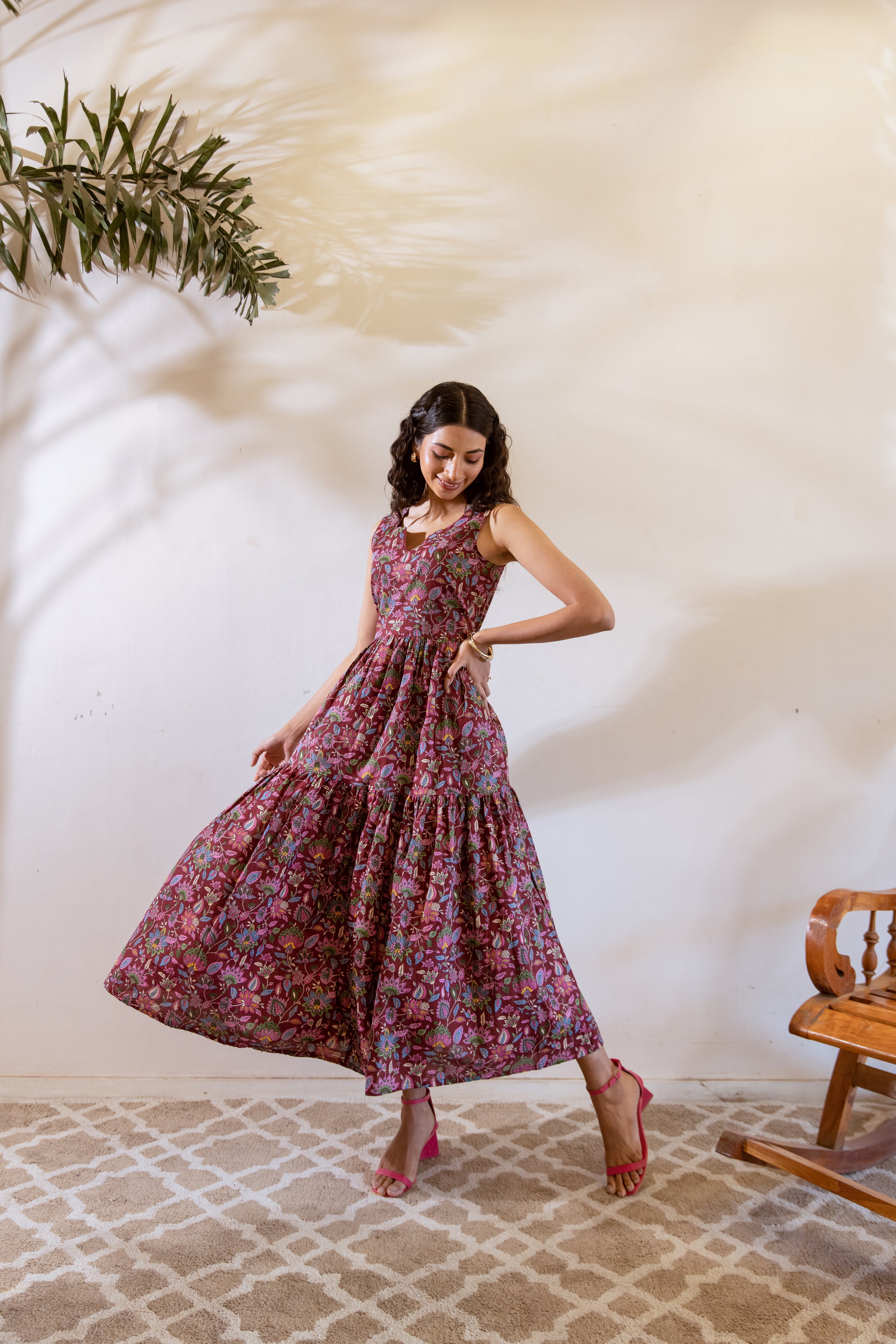 Bagh Maroon frill dress